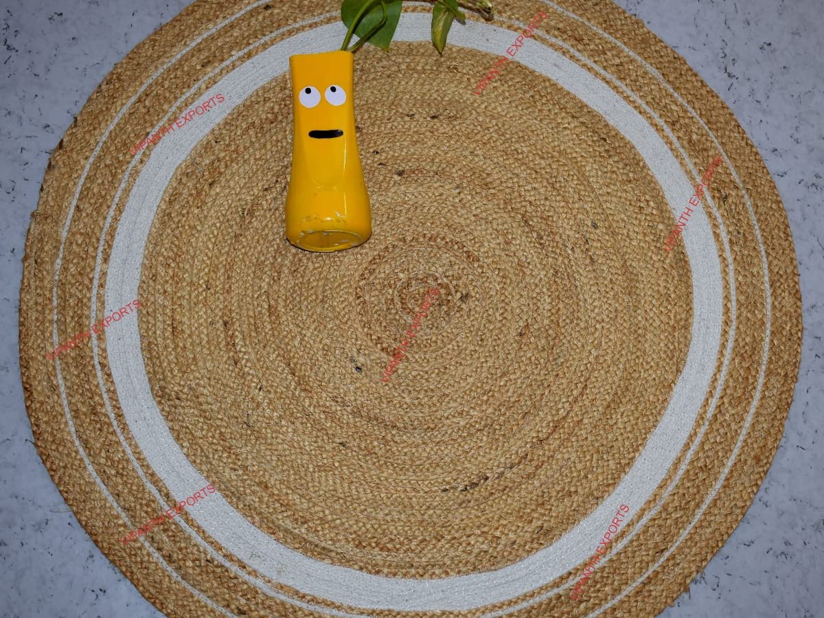 Vipanth Natural Jute Rug - Hand Braided Round Area Rug 72