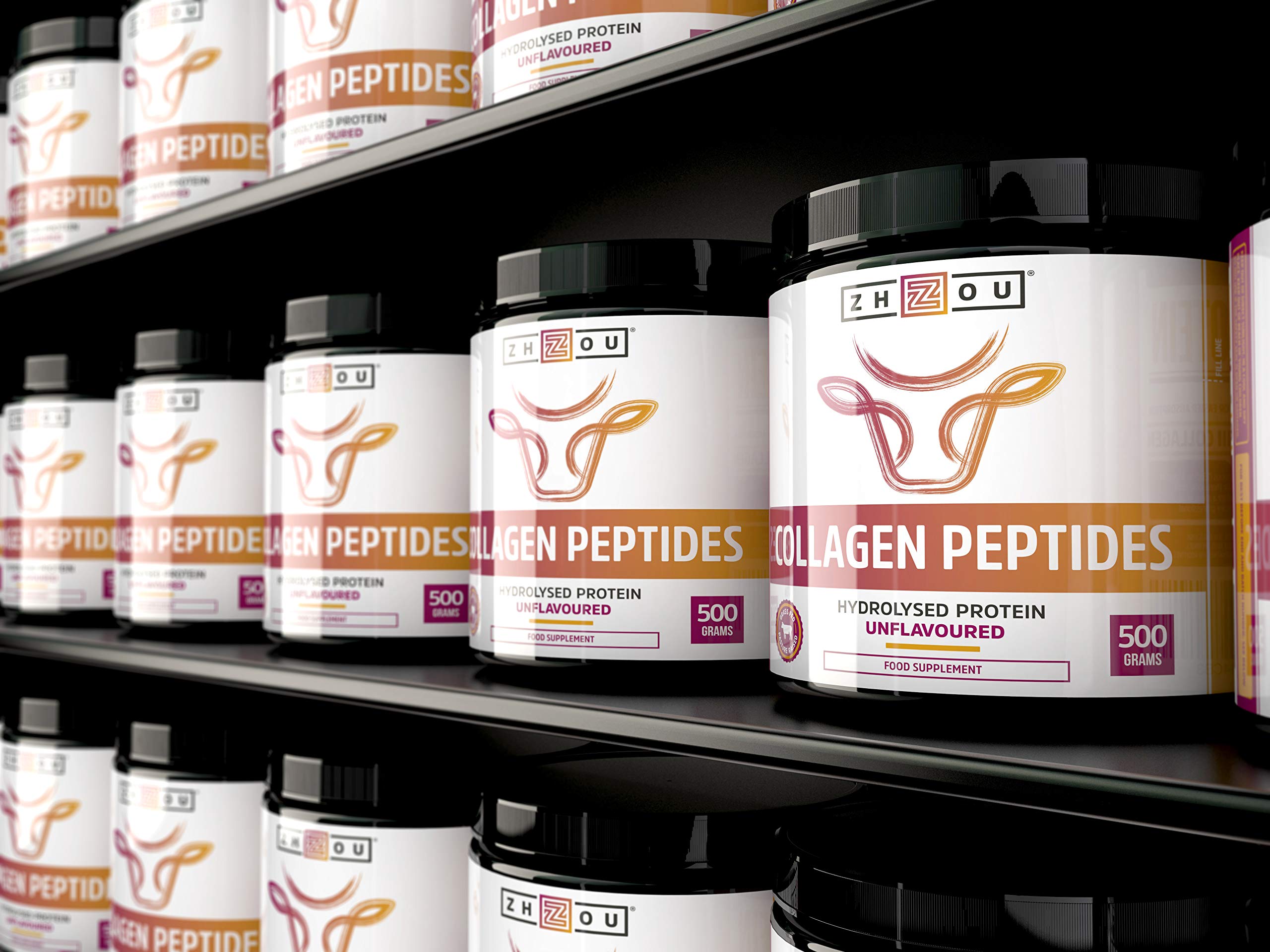Premium Hydrolyzed Collagen Peptides Powder 500g - Grass-Fed Bovine Collagen Protein Supplement for Hair Growth, Skin Elasticity & Nail Strength - Hormone-Free, Rich in Amino Acids - Ideal for Smoothies, Coffee & Post-Workout Recovery - Zhou Nutrition