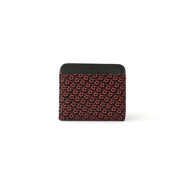 Premium Japanese Deerskin Leather Fold Wallet with Urushi Lacquer - Flower & Gray Black - Handmade in Japan - Stylish & Durable for Everyday Use, Travel & Gifts