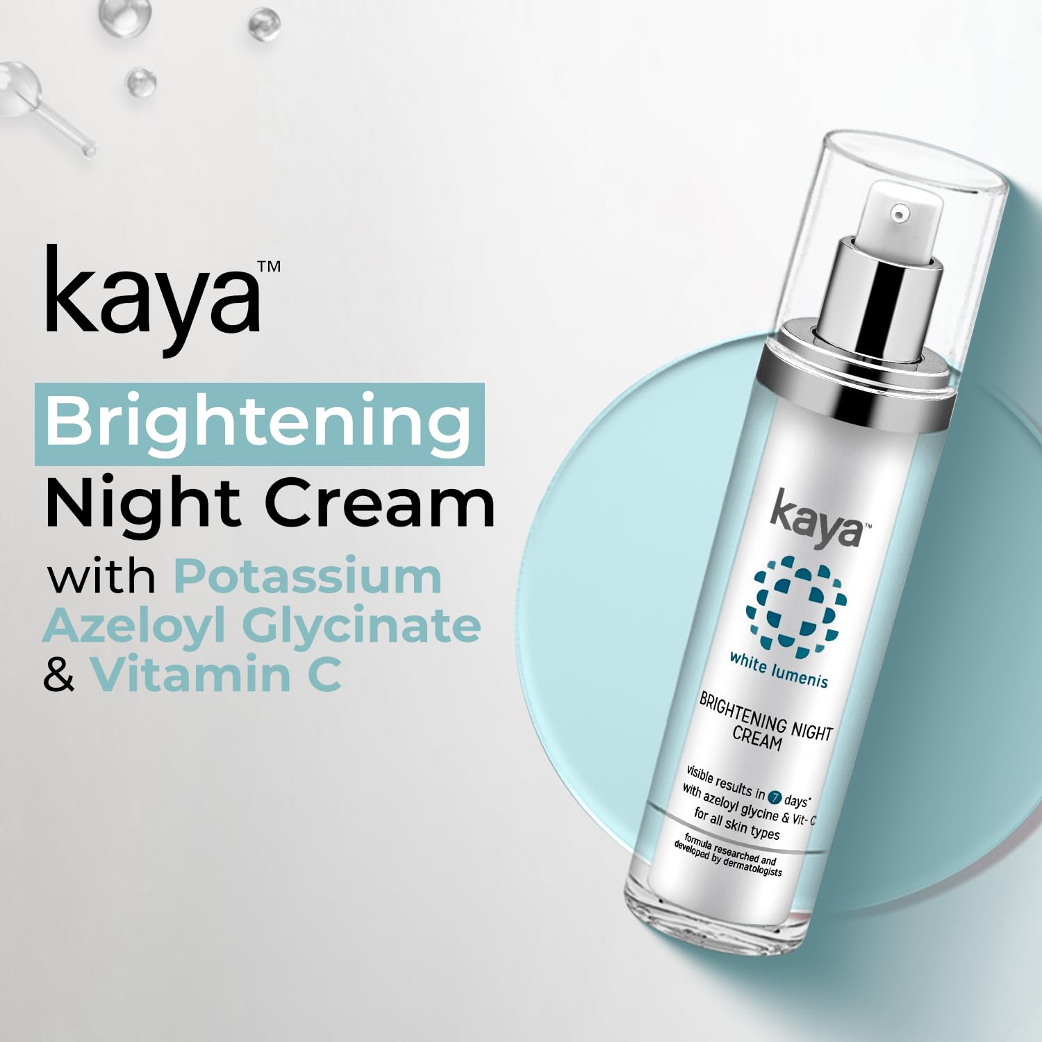 Kaya Clinic Brightening Night Cream 50ml with Azelaic Acid & Vitamin C - Visibly Brighter, Soft & Hydrated Skin Moisturizer for All Skin Types | Perfect for Nighttime Skincare Routine & Dark Spot Treatment