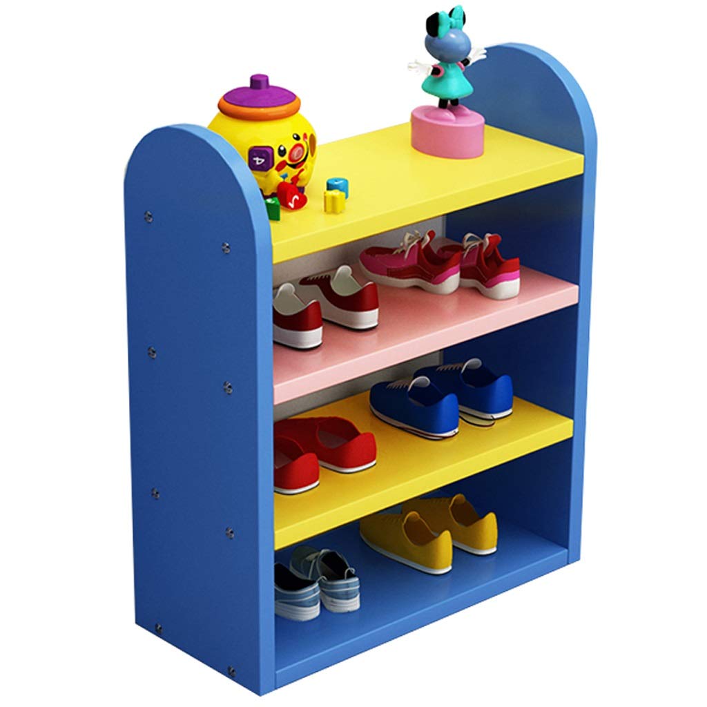 4-Tier Colorful Kids Shoe Rack - Space Saving Shoe Organizer for Children's Shoes, Bedroom & Closet Storage (Blue) - Perfect for Small Spaces, Dorm Rooms & Entryway Organization