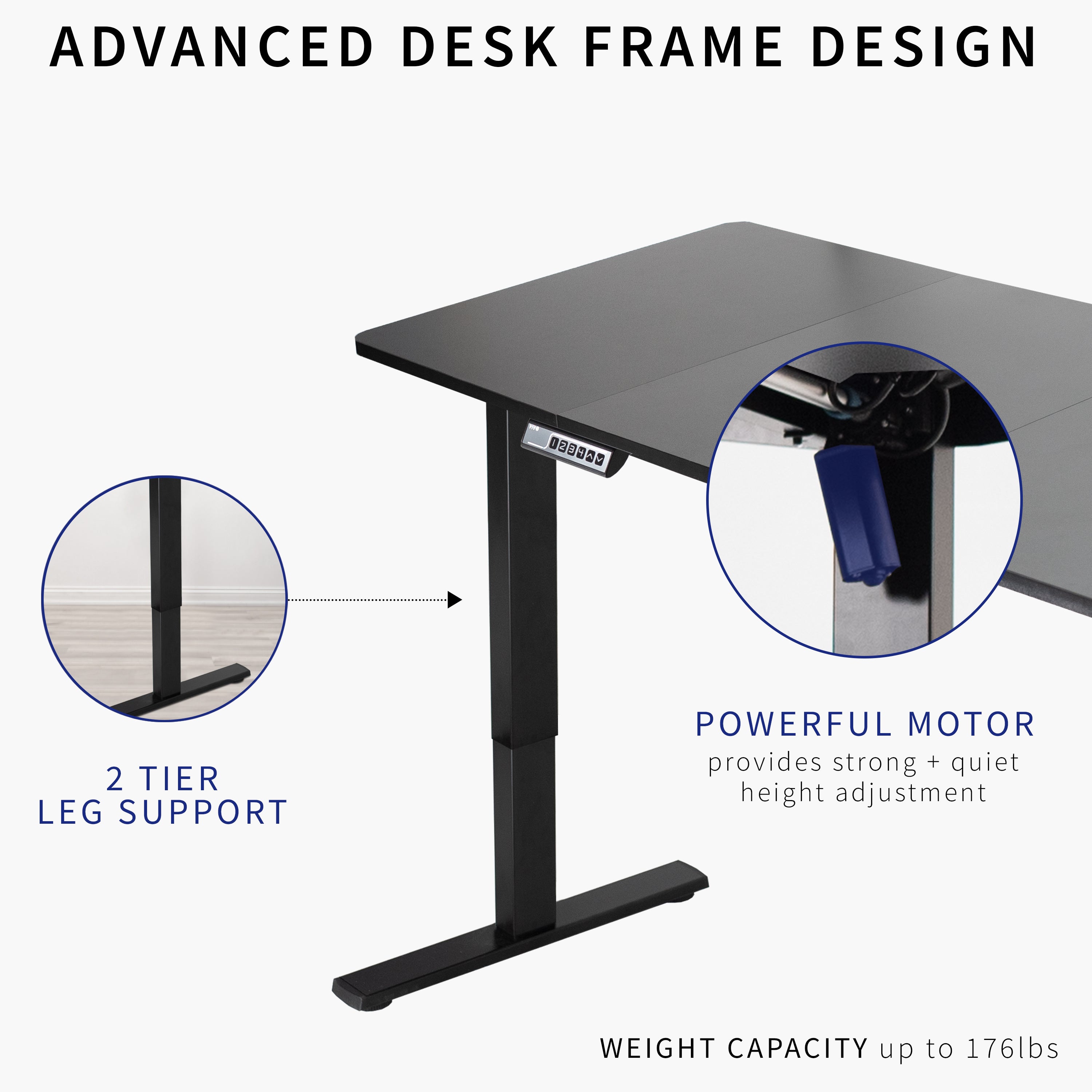 1B Split Top Series Single Motor Electric Standing Desk with Push Button Memory Controller - Perfect for Home Office, Gaming & Study Workspace