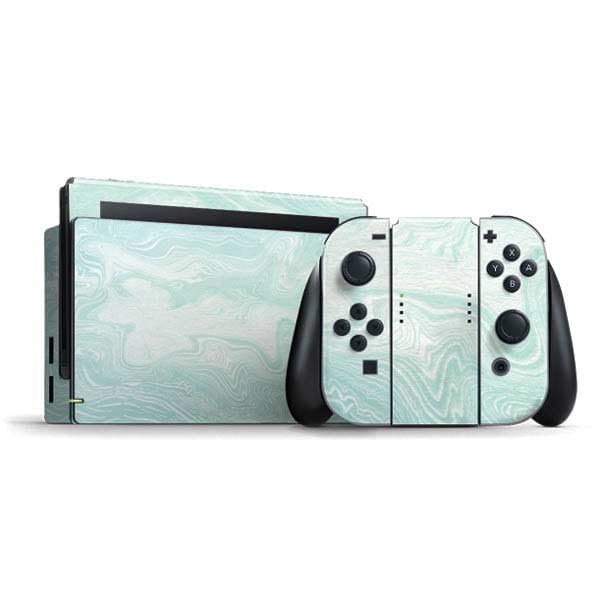 Premium Skinit Decal Gaming Skin for Nintendo Switch Bundle - Marbleized Mint Design | Protective Vinyl Cover for Switch Console & Dock | Perfect for Gaming Enthusiasts & Travel Protection
