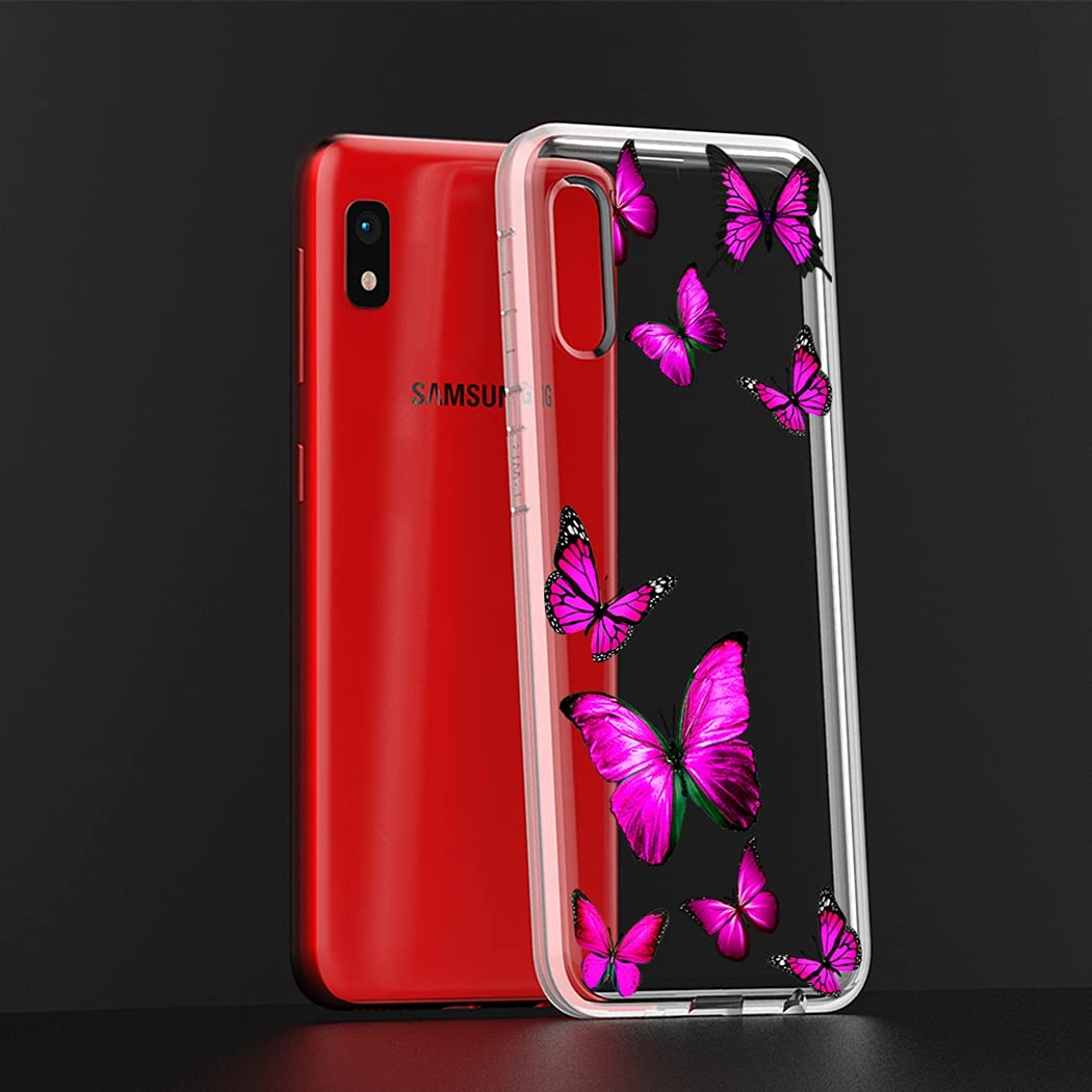 Samsung Galaxy A10E Phone Case for Women - Clear Slim Shockproof TPU Protective Cover with Rose Butterfly Pattern | Perfect for Everyday Use, Work & Travel