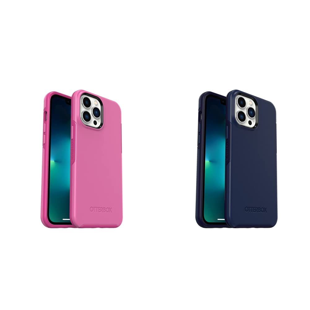 OtterBox Symmetry Series+ Antimicrobial MagSafe Case for iPhone 12/13 Pro Max - Strawberry Pink & Navy Captain Blue | Premium Protection with Anti-Microbial Coating | Perfect for Daily Use, Work & Travel