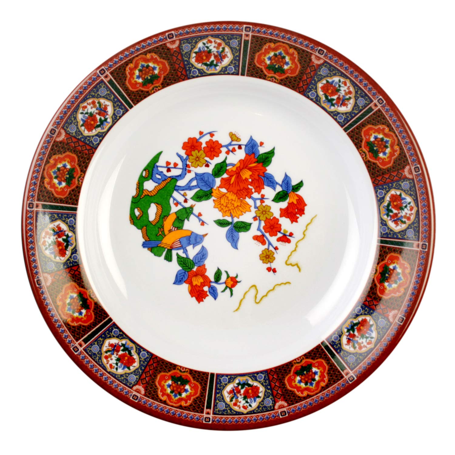 Peacock Melamine Dinnerware Set - 7 oz Soup Bowl (7 7/8 Inch) - Durable BPA-Free Plastic Plates - Pack of 12 - Perfect for Outdoor Dining, Picnics, Camping & Restaurant Use