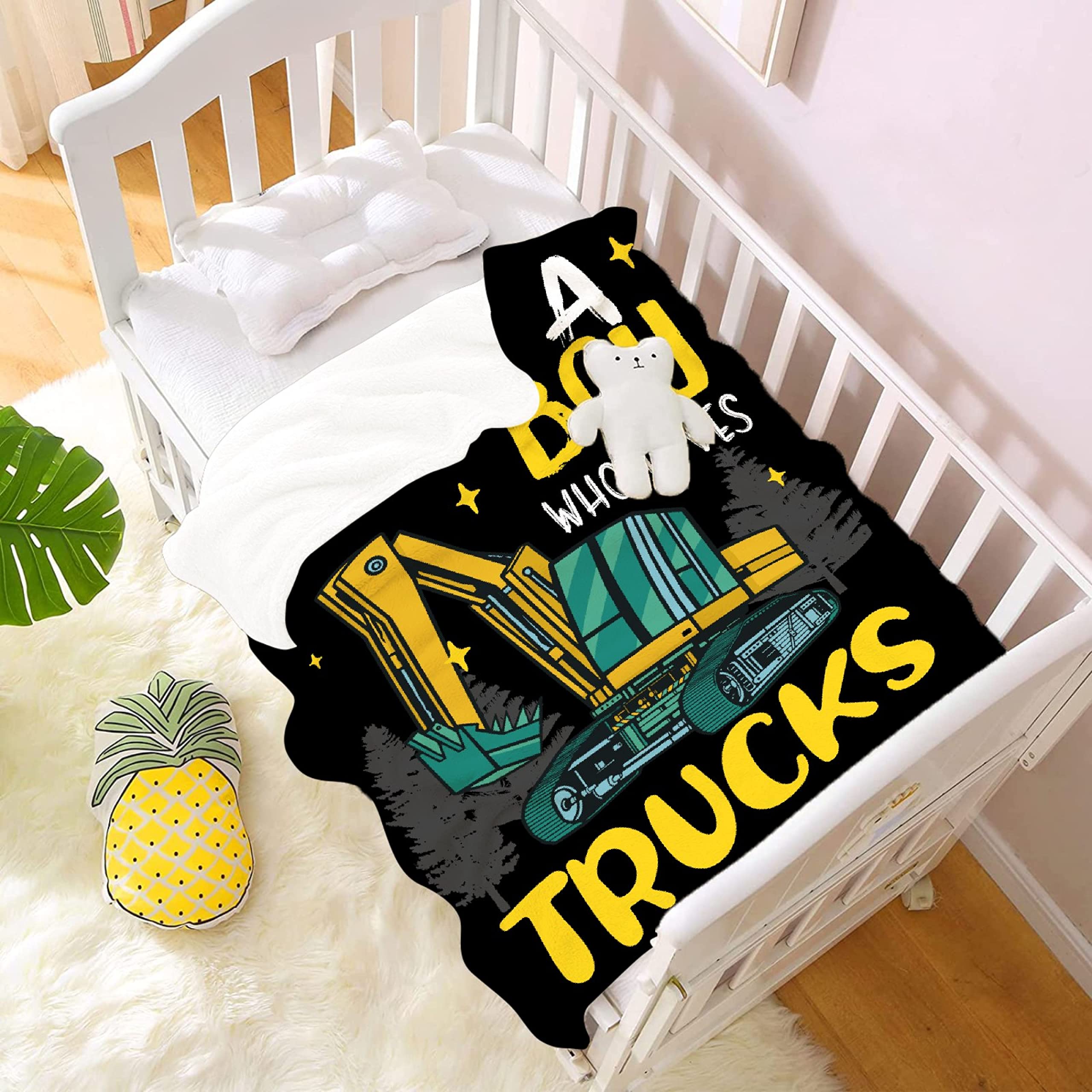Ultra Soft Warm Lightweight Flannel Truck Blanket for Boys - 120