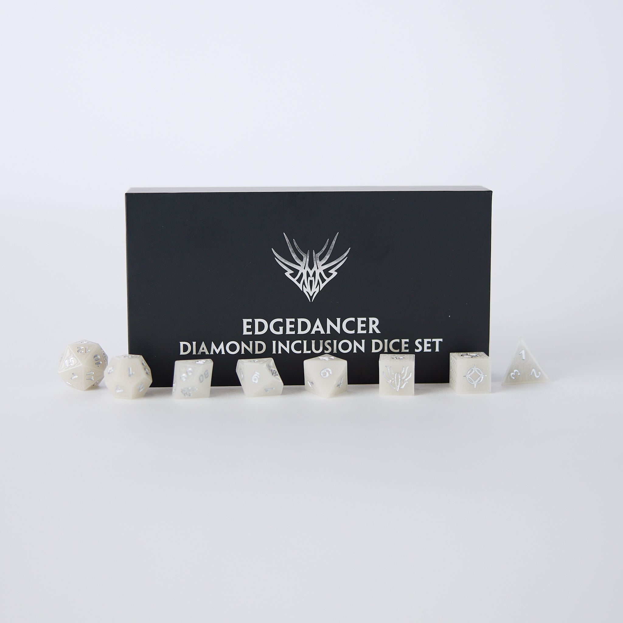 Premium Polyhedral Edgedancer Dice Set for D&D, RPG, and Tabletop Games - 7-Piece Sharp Edge Resin Dice with Pouch - Perfect for Gifts, Collectors, and Role-Playing Adventures
