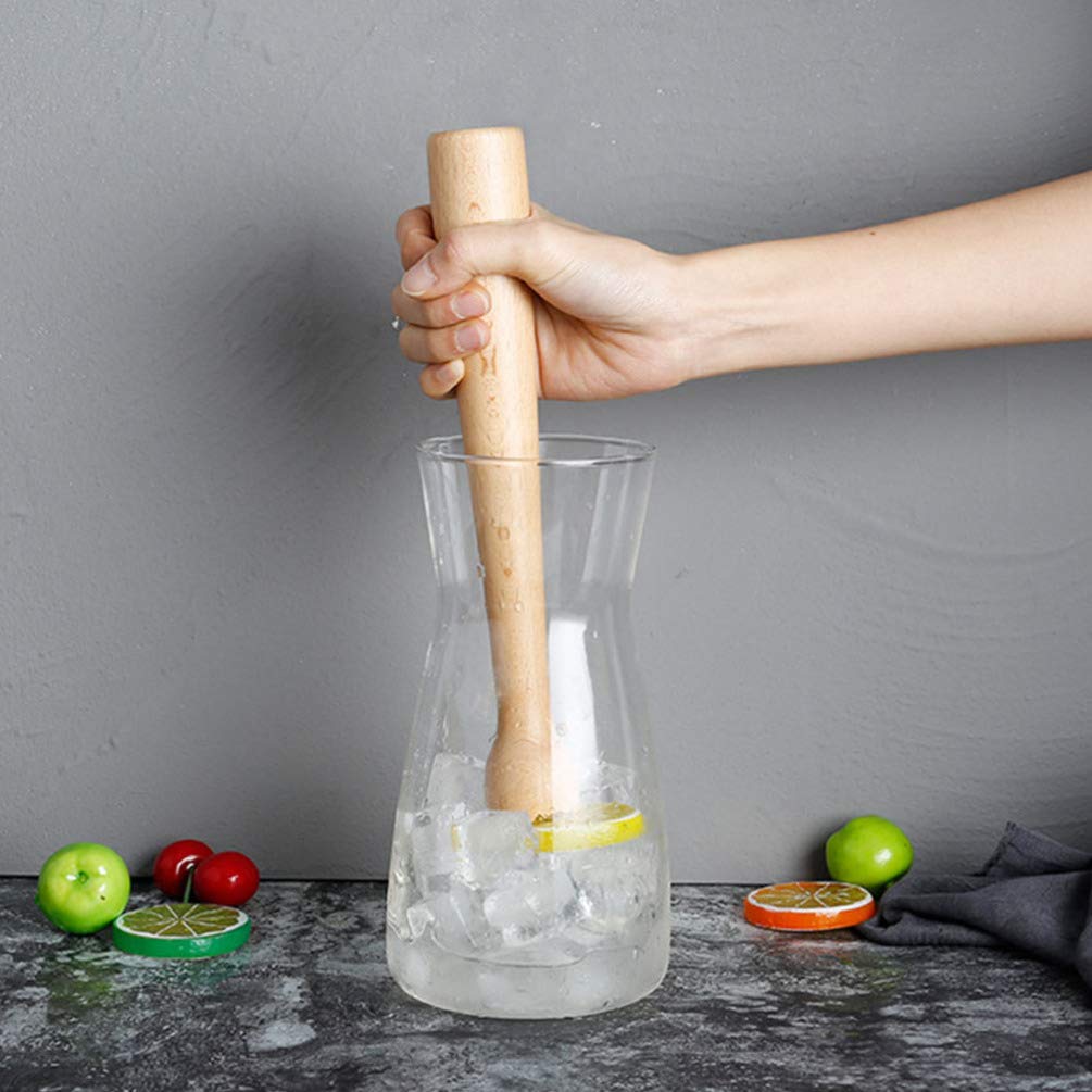 Professional Beech Wood Cocktail Muddler - Multi-Purpose Mixing Rod for Mojito, Ice Hammer, Fruit Crusher & Milk Tea Stirring - Perfect for Bartending, Home Bars, Cocktail Making & Kitchen Use
