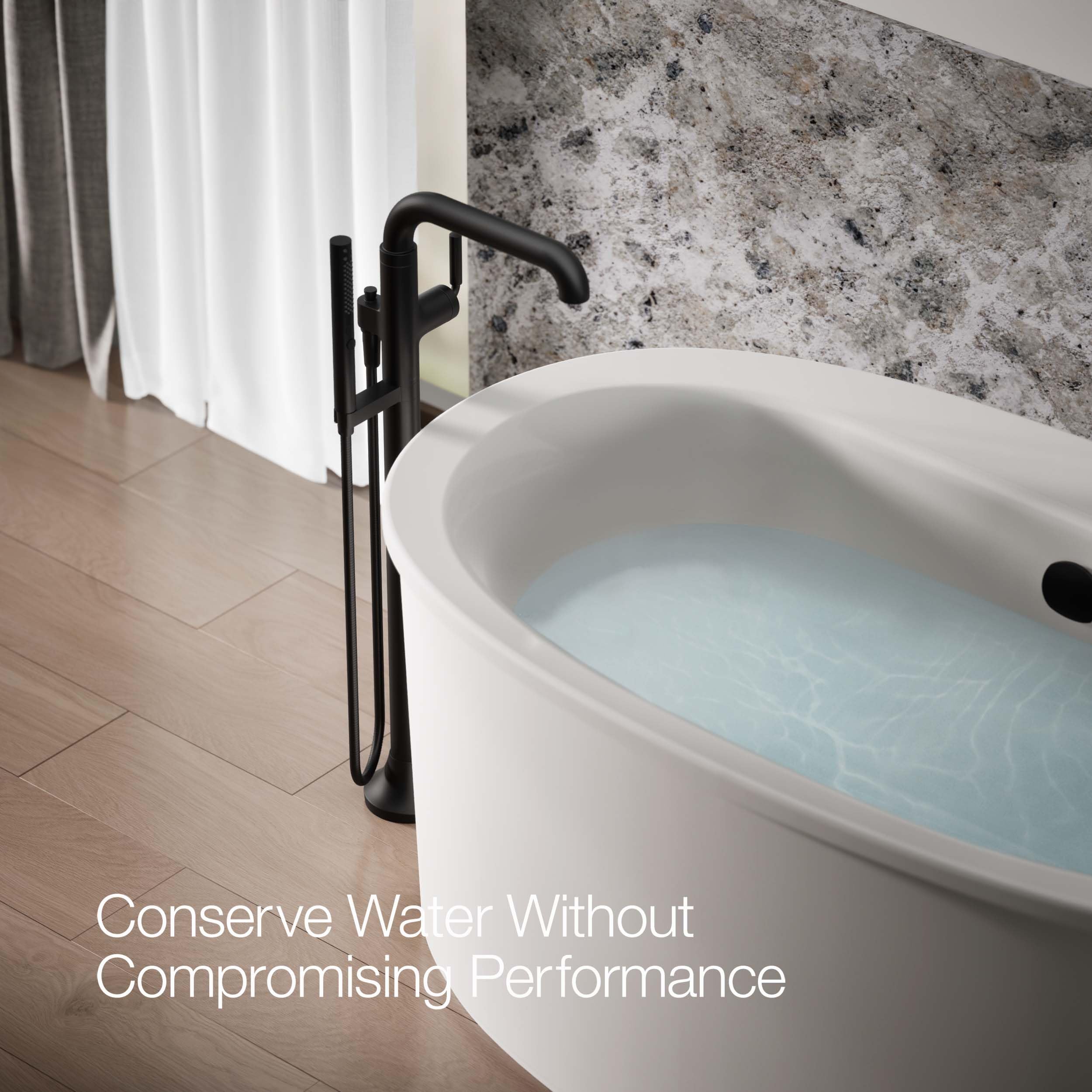 KOHLER TONE® Freestanding Bathroom Faucet Trim - Modern Matte Black Bathroom Sink Faucet for Vanity, Vessel Sink & Freestanding Tubs - Perfect for Bathroom Renovation & Luxury Spa Experience