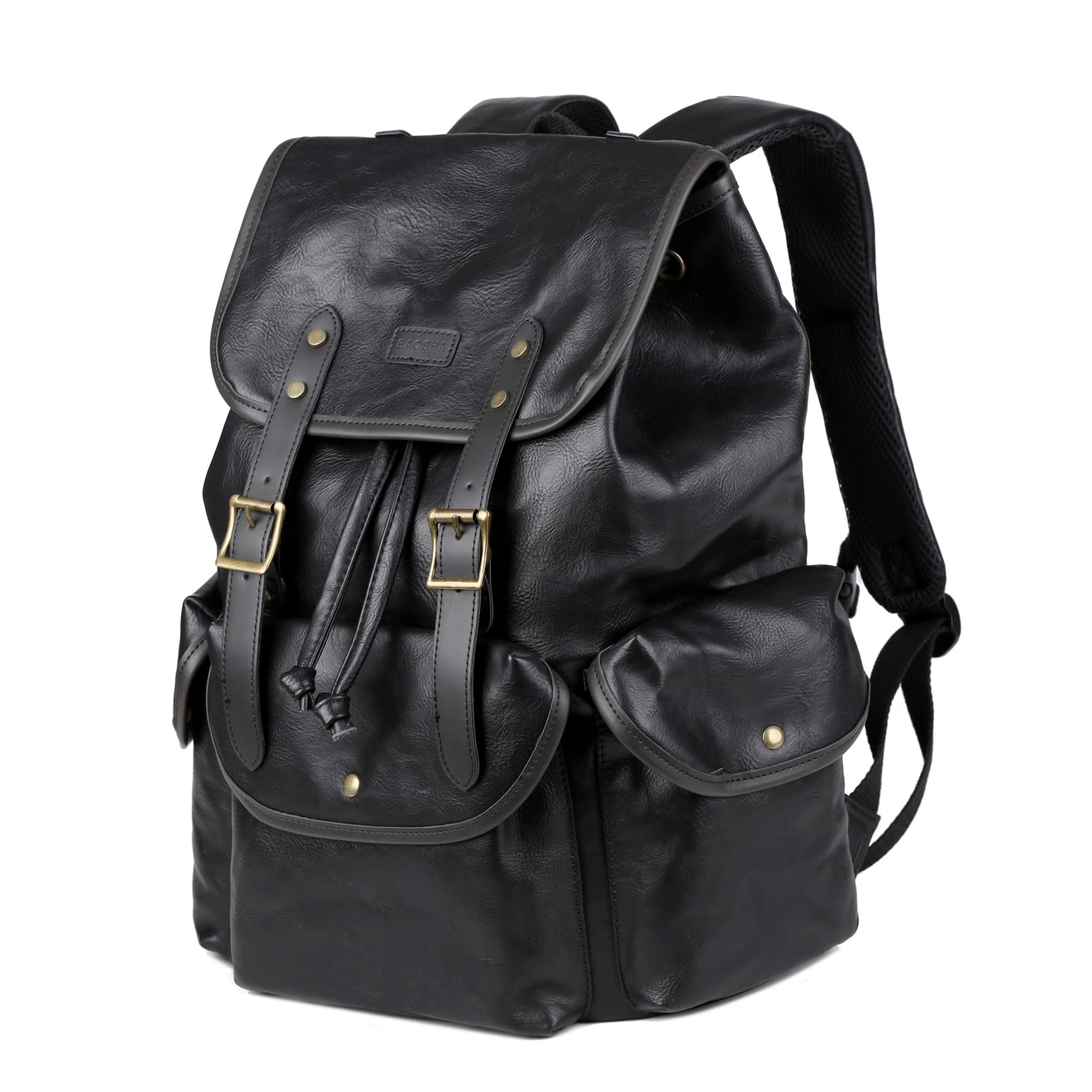 Premium 15.6 Inch Genuine Leather Laptop Backpack - Waterproof Business Travel Backpack for Men & Women - Stylish Satchel Bookbag for Hiking, Camping, Office & College (Black) - Perfect for Work Commute, Outdoor Adventures & Daily Use