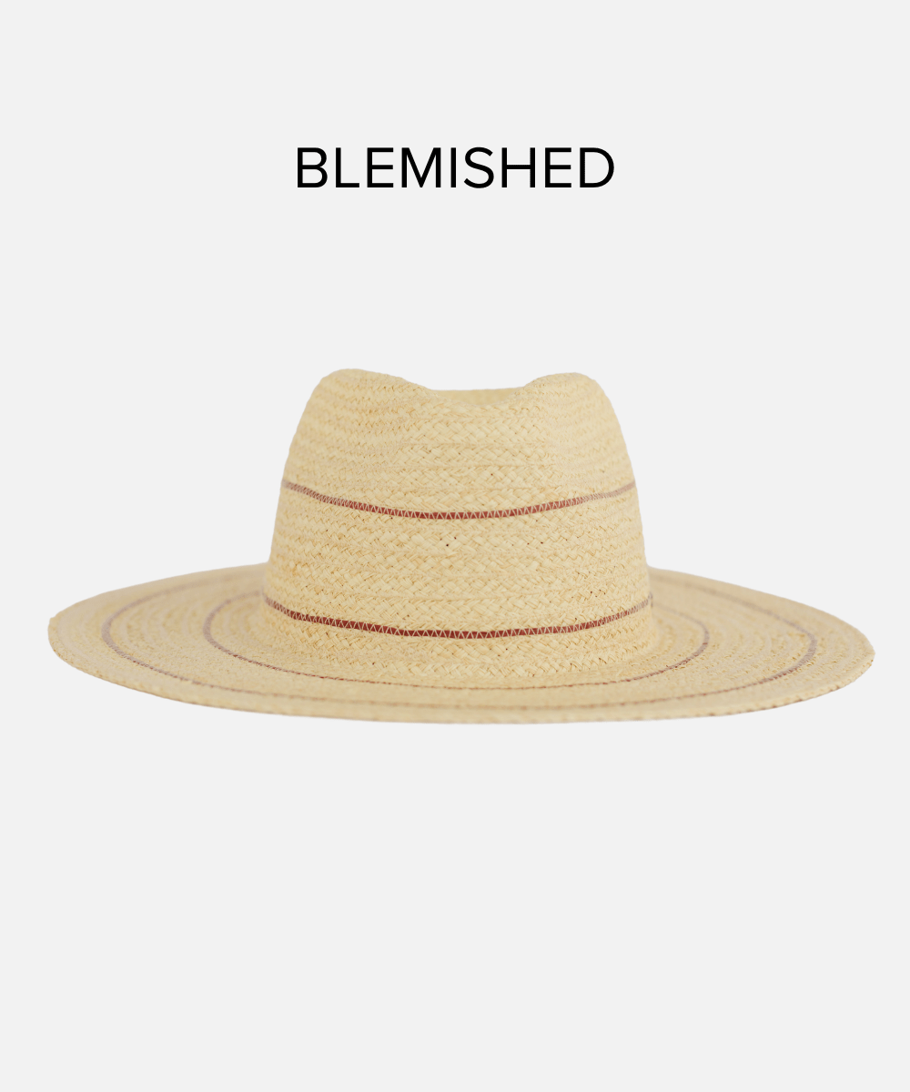 Camila Fedora Hat - Natural Striped Brim with Distressed Look | Perfect for Outdoor Events, Beach Vacations & Fashion Accessories
