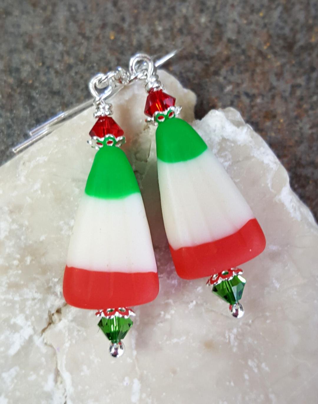Christmas Candy Earrings - Sterling Silver Dangle Earrings for Women, Holiday Party Jewelry Gift for Christmas, Halloween, Valentine's Day