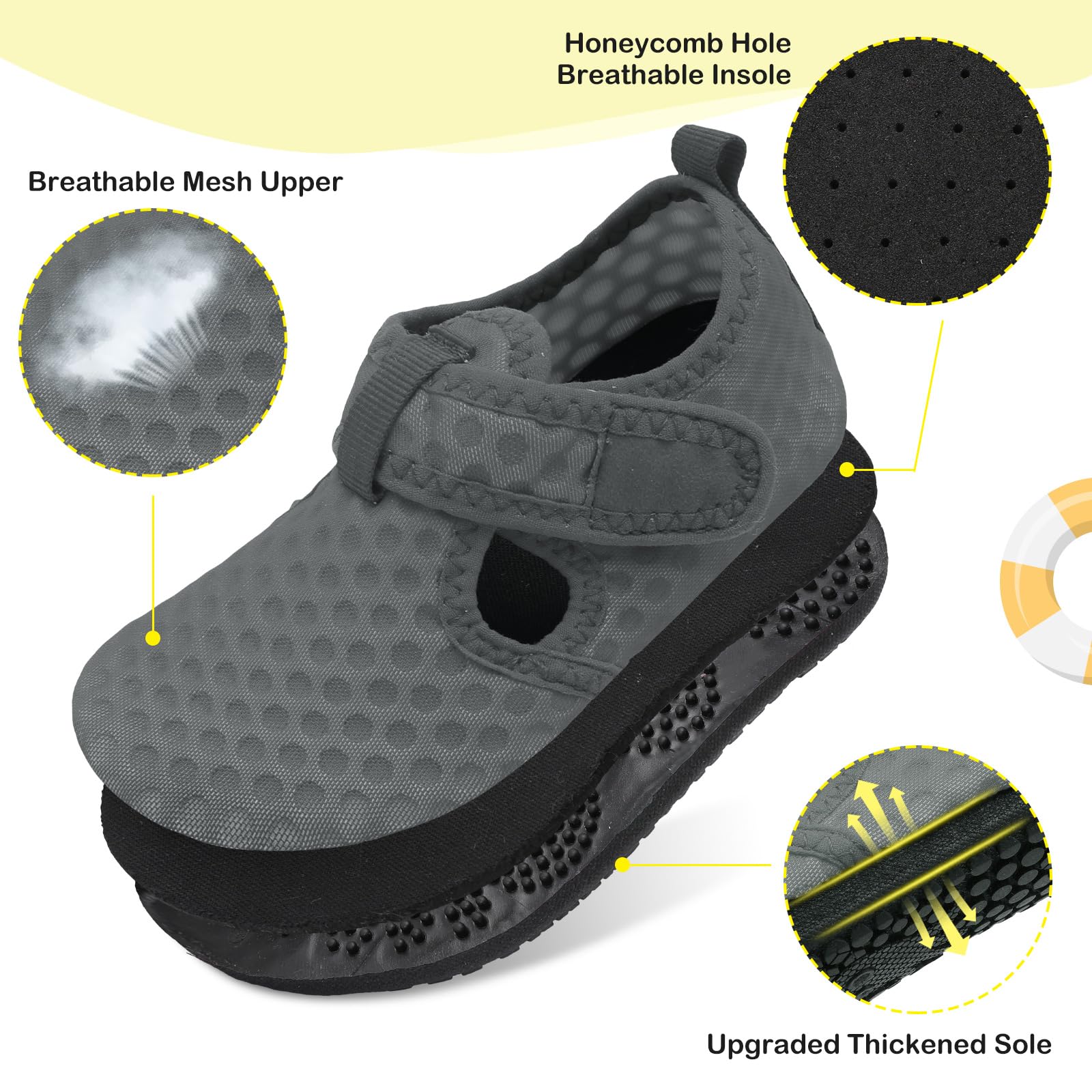 LeIsfIt Toddler Water Shoes for Girls & Boys - Non-Slip Swim Beach Shoes, Barefoot Aqua Socks for Kids - Perfect for Pool, Beach, Water Parks & Outdoor Activities