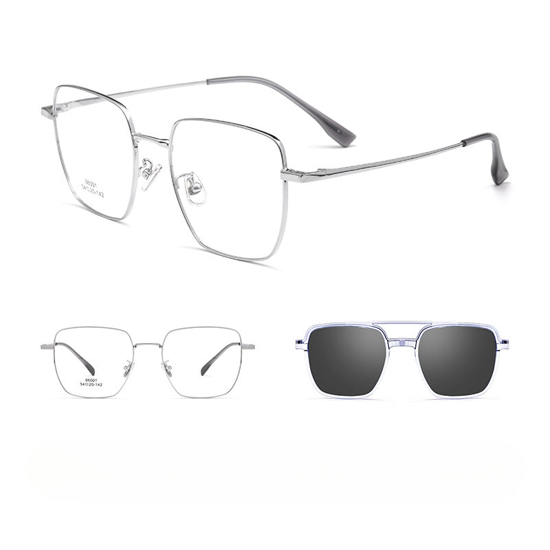 Premium Titanium Eyeglass Frames with Magnetic Sunglass Clips - Lightweight & Durable for Outdoor Activities, Driving, and Daily Wear