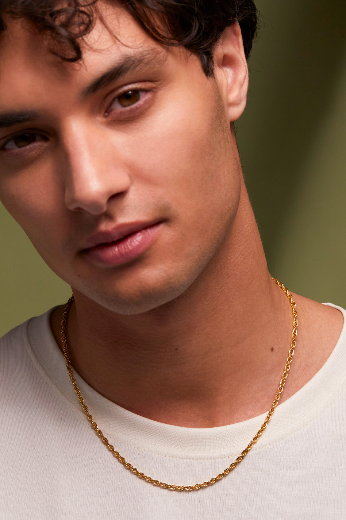 Stylish Men's Rope Chain Necklace 14K Gold Plated Stainless Steel Jewelry - Perfect for Gifts, Parties & Everyday Wear