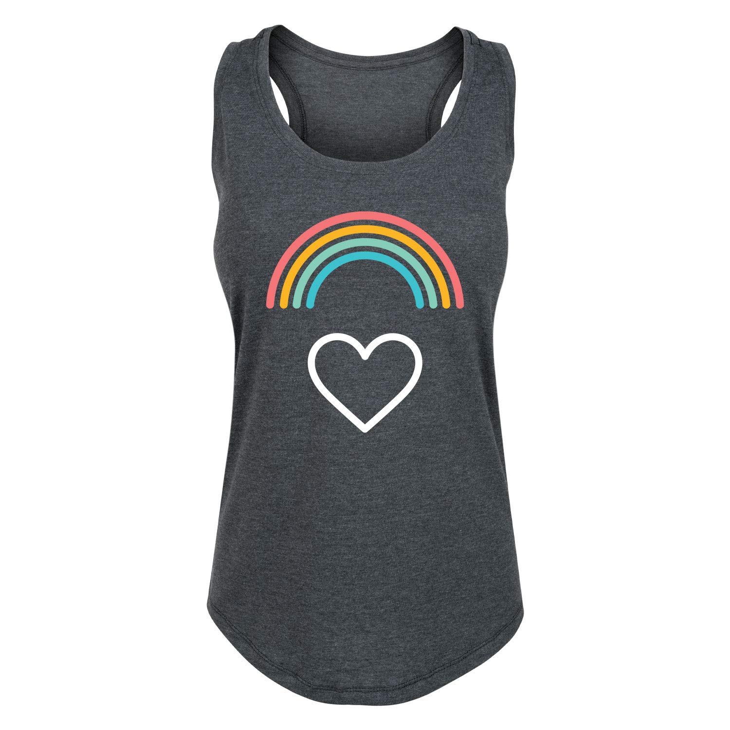 Rainbow Heart Print Women's Racerback Tank Top - Soft Breathable Workout Shirt for Yoga, Running & Summer | Gym, Beach & Casual Wear | Trendy Athletic Top for Women | Perfect for Yoga Classes, Morning Jogs, Beach Outings, Everyday Fashion & Outdoor Activities