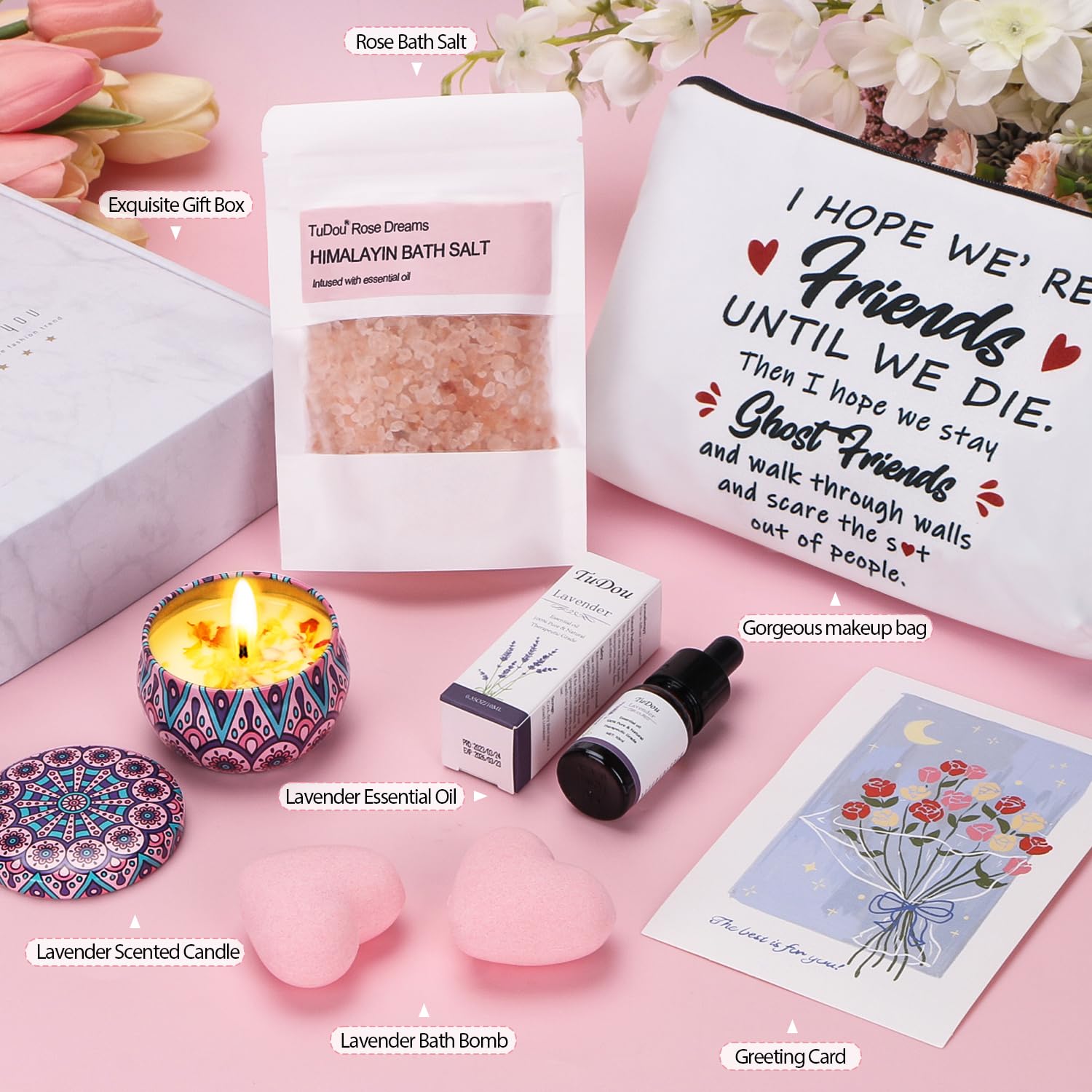 **Personalized Friendship Gifts for Women - Best Friend Birthday Pamper Set, Relaxation Spa Bath & Self-Care Package - Perfect for Birthdays, Anniversaries & Stress Relief**    *(Use Case: Ideal for birthdays, best friend gifts, self-care relaxation, spa days, or thoughtful surprises to show appreciation.)*