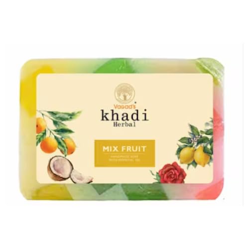 Vagad's Khadi Mix Fruit Soap - 125g Natural Handmade Soap with Fruit Extracts for Soft & Glowing Skin | Perfect for Daily Bathing, Gift Sets & Ayurvedic Skincare Routine