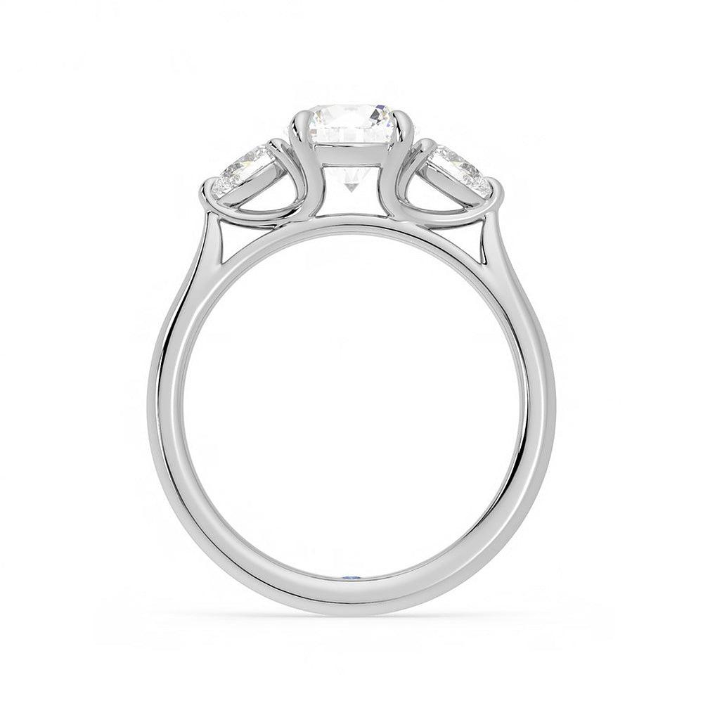 Exquisite Round Cut Three Stone Moissanite Engagement Ring with Hidden Anniversary Accent - Perfect for Proposals, Weddings & Anniversary Gifts