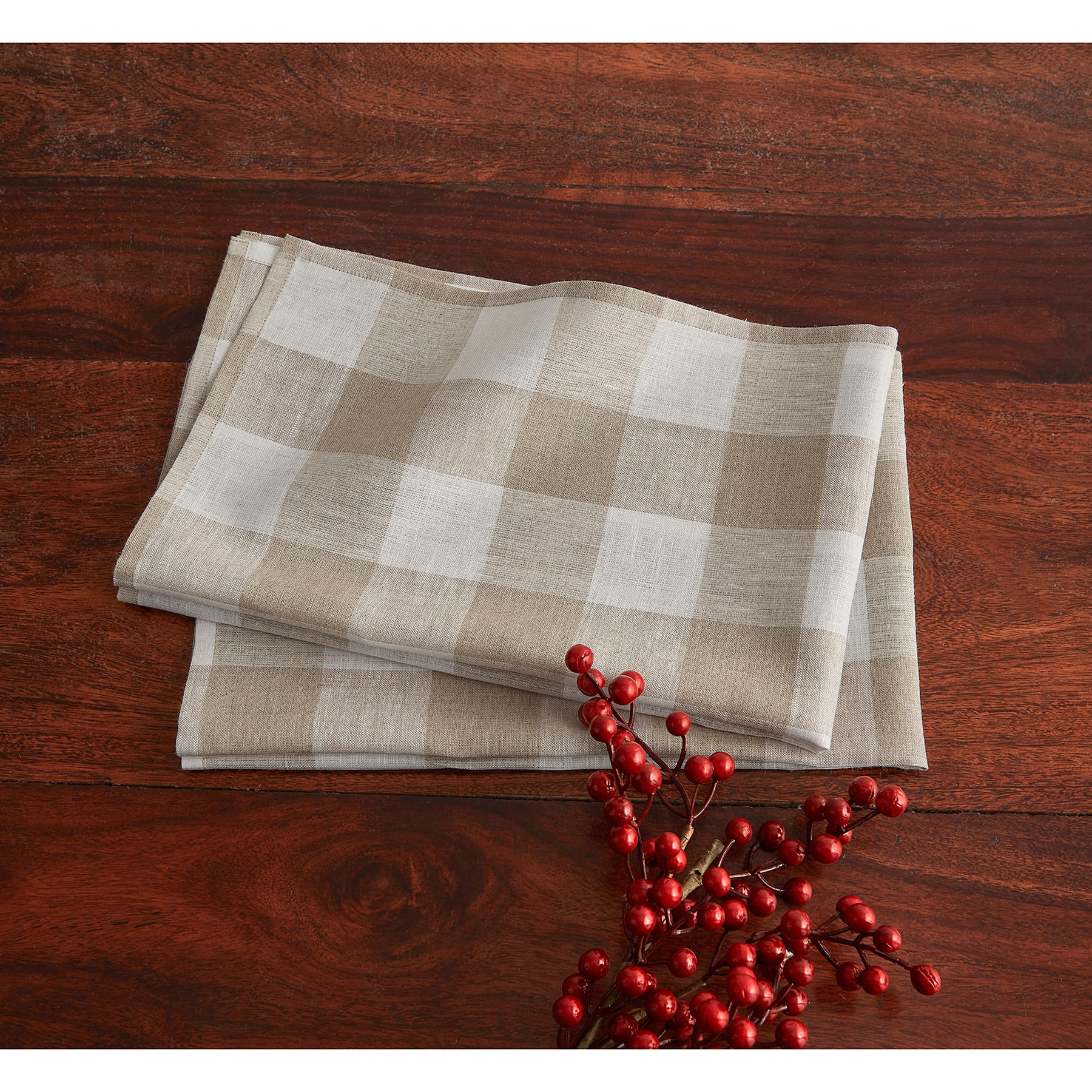 Buffalo Check Cotton Kitchen Towels Set of 2 - Absorbent & Durable Dish Cloths for Drying Dishes, Cleaning Countertops & Kitchen Decor - Red & Black Plaid Design