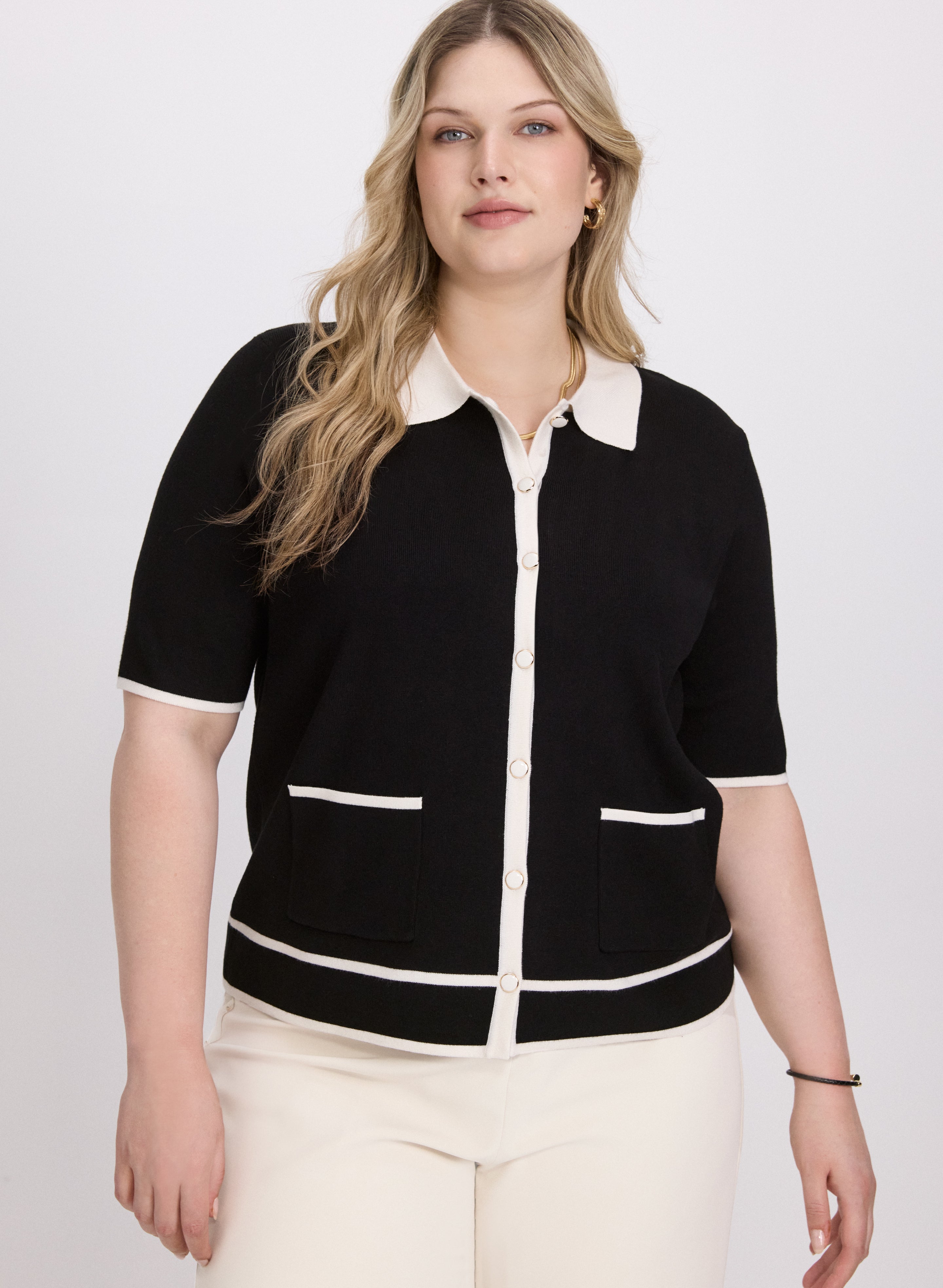 Men's Contrast Knit Polo Shirt - Stylish Casual & Business Wear for Work, Golf & Everyday Outfits