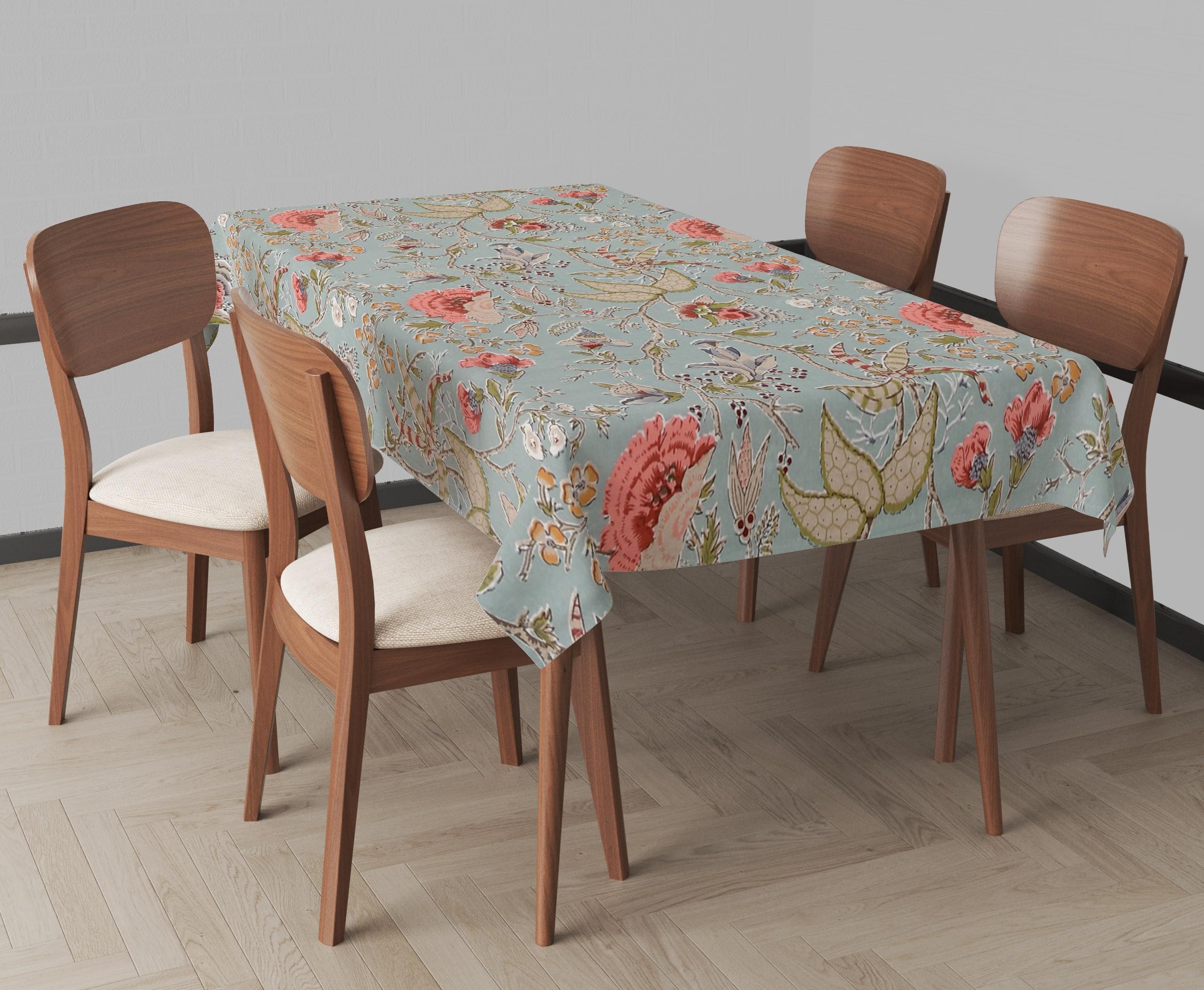 Premium Cotton Circular Tablecloth - 48 Inch Round Printed Table Cover for 4 Seats | Washable & Reusable Dining Table Top Protector in Calicut Green | Perfect for Indoor/Outdoor Dining, Parties & Home Decor (Pack of 1)