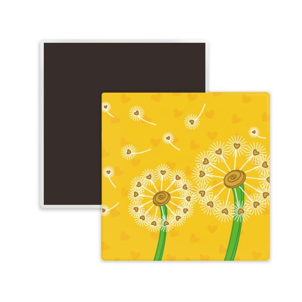 Dandelion Flower Ceramic Fridge Magnet - Yellow Square Keepsake for Home & Office Decor | Perfect for Refrigerators, Whiteboards & Metal Surfaces