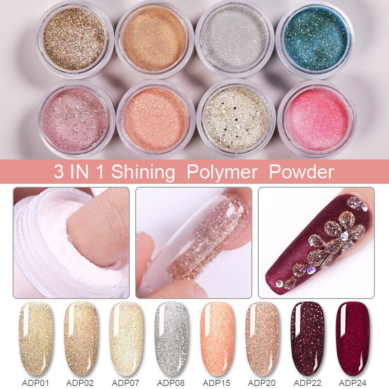 3 in 1 Nail Powder ADP31 - 10ml Professional Nail Art Builder Gel for Acrylic & Dip Powder Nails - Perfect for Salon, Home Manicure & DIY Nail Designs