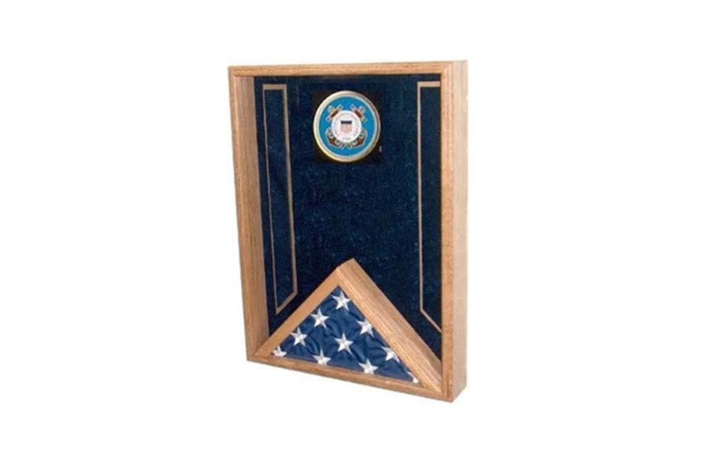 Premium Navy Flag Display Case - Solid Wood Flag Shadow Box for American & Military Flags - Wall Mounted Display for Home, Office Decor & Patriotic Gifts - Perfect for Veterans Day, Memorial Day & Military Appreciation Events