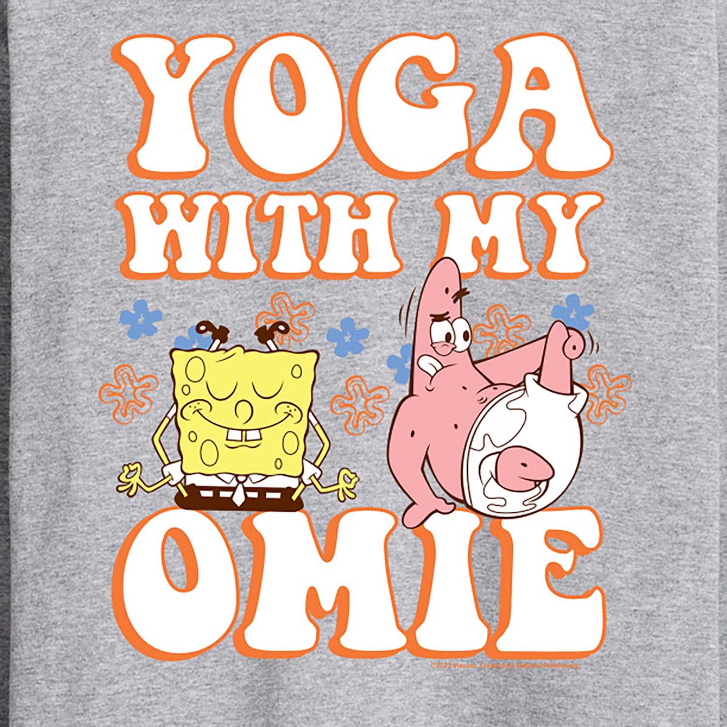 HYBRID APPAREL Spongebob Squarepants Yoga with My Omie Men's Long Sleeve T-Shirt - Funny Cartoon Graphic Tee for Fans - Comfortable Cotton Shirt for Casual Wear, Workout & Lounge