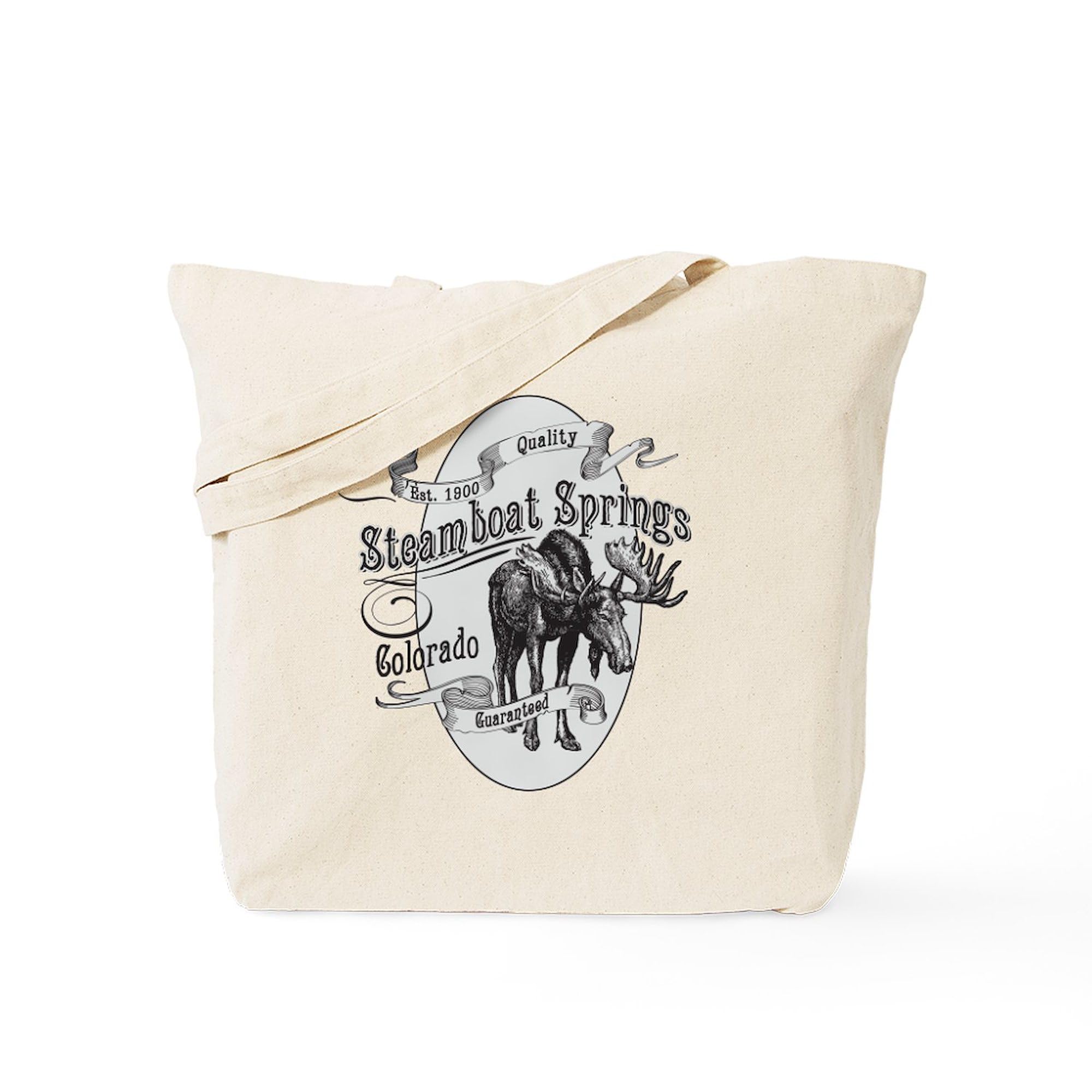 **Vintage Moose Tote Bag - Steamboat Springs Natural Canvas Reusable Shopping Bag | Eco-Friendly Grocery & Beach Tote for Women & Men**