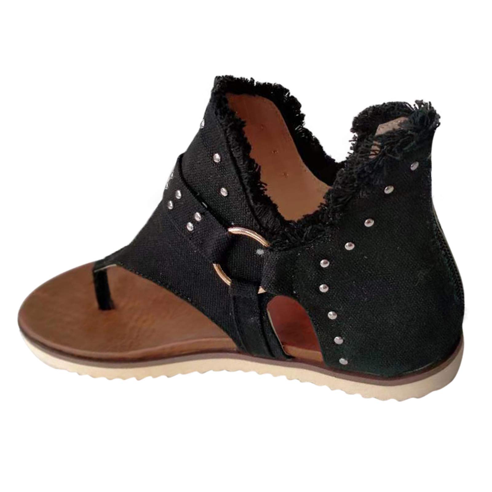 Women's Platform Sandals - Casual Summer Flat Sandals with Jean Nail Deco & Buckle Zip Up Design | Perfect for Beach, Vacation, and Dressy Outfits