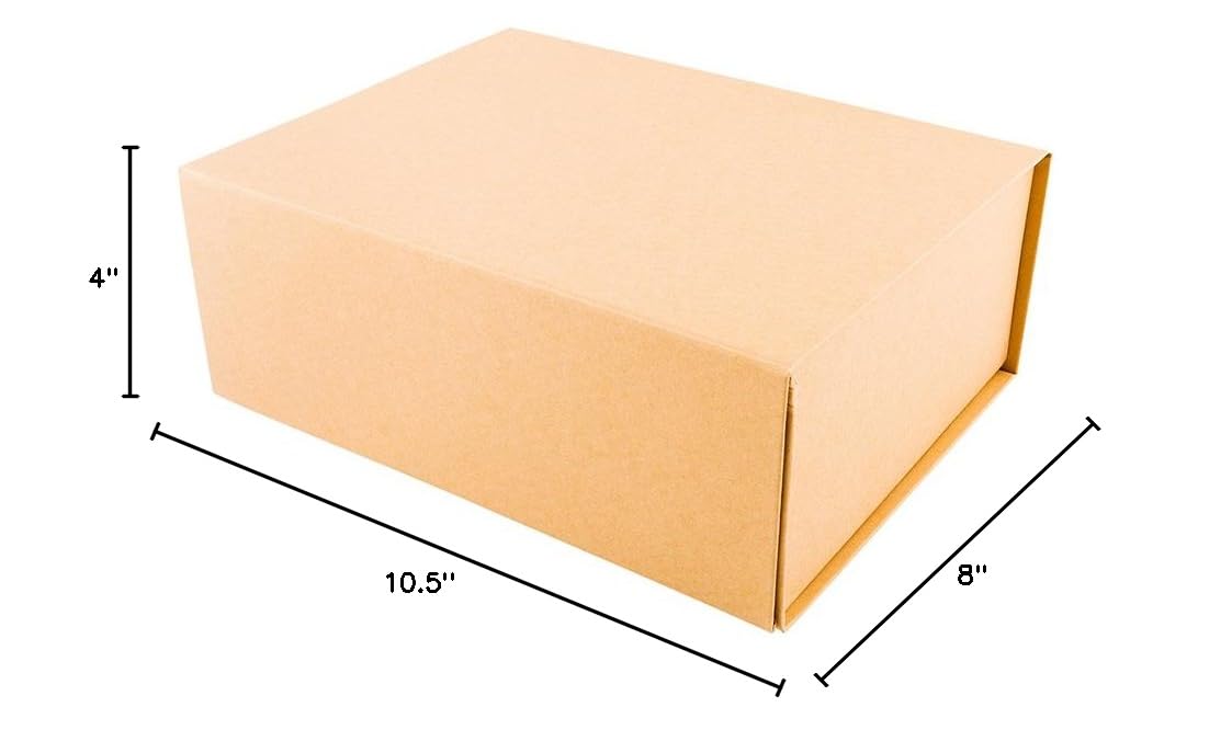 Restaurantware 10.5 x 8 x 4 Inch Magnetic Gift Boxes - Set of 10 Collapsible Kraft Paper Luxury Storage Boxes with Built-In Lid | Food Safe & Grease-Resistant | Perfect for Groomsman Gifts, Bridesmaid Proposals, Wedding Favors & Party Decorations