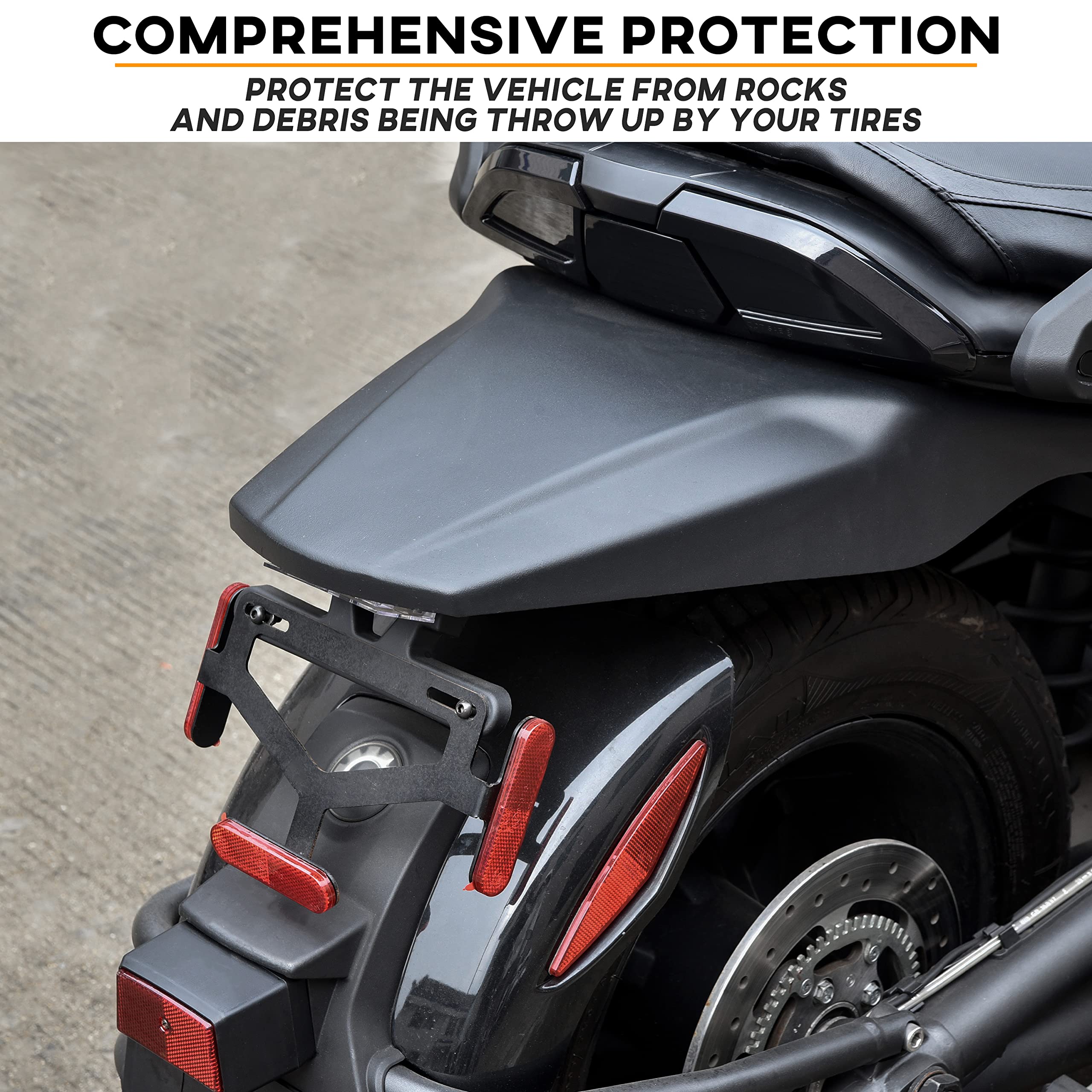 SAUTVS Rear Fender Extender for Can-Am Spyder F3 & F3-S (2015-2025) - Street Legal Short Fender with LED License Plate Light & Holder | Replacement Part #219400597 | Perfect for Urban Commuting & Custom Motorcycle Upgrades