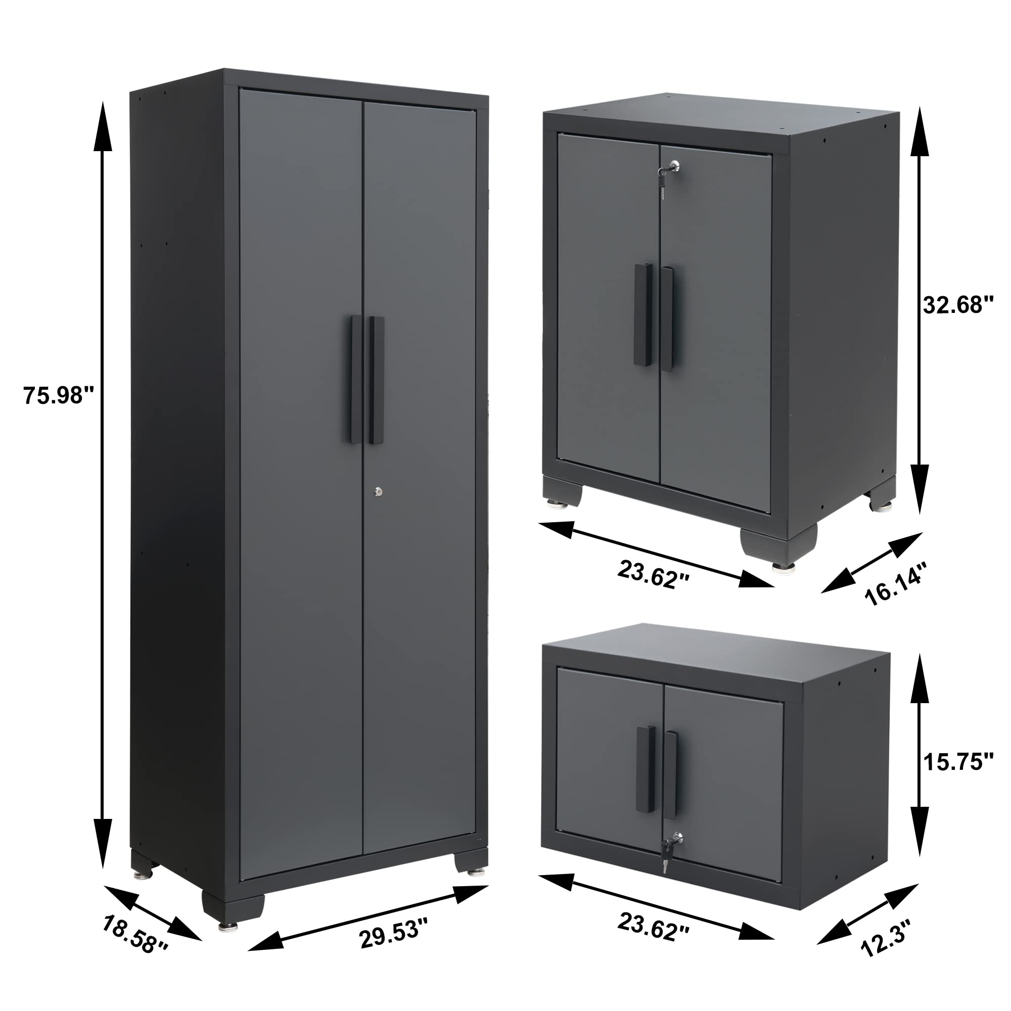 Torin 5-Piece Garage Storage System - Steel Cabinets & Workbench for Garage Organization
