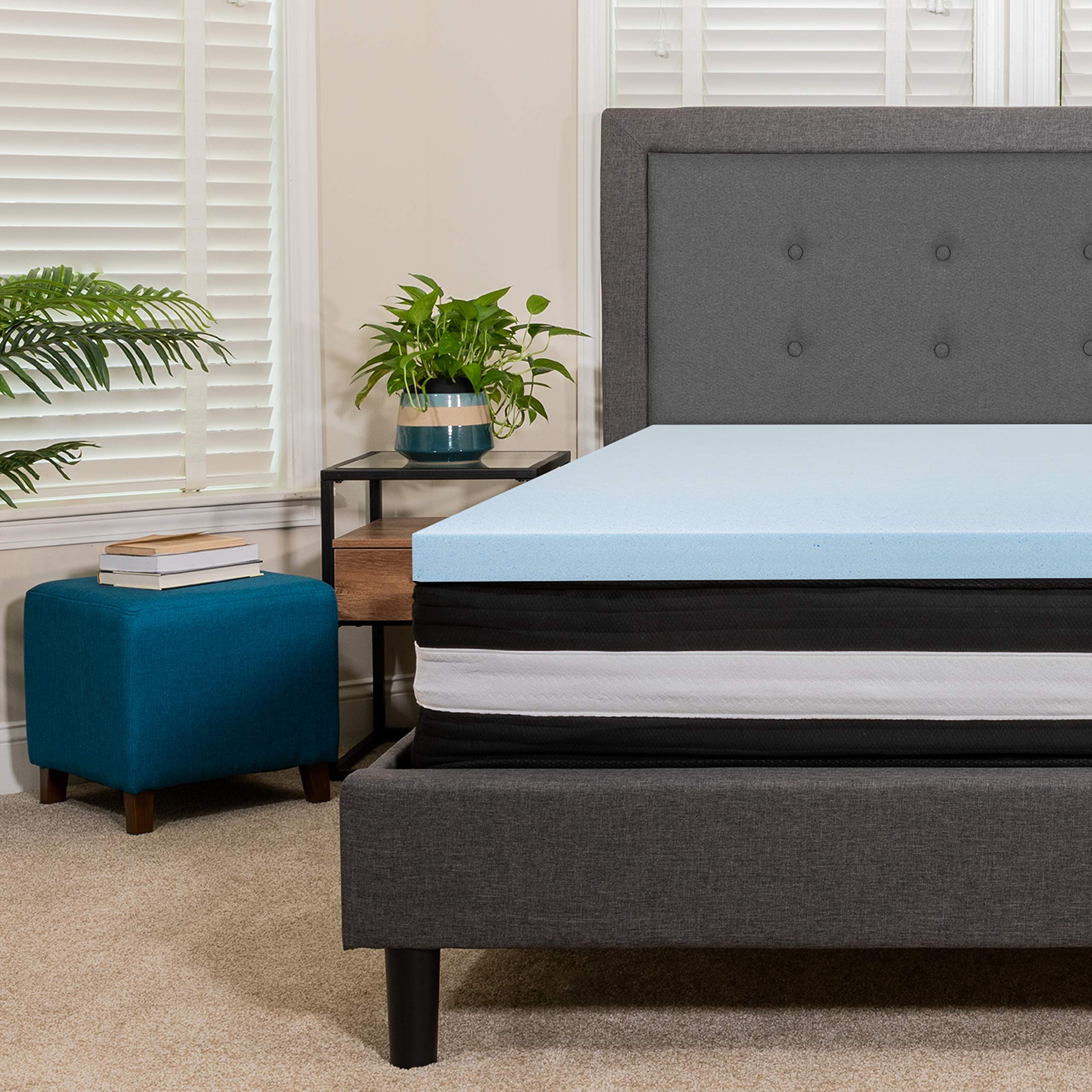 12 Inch CertiPUR-US Certified Foam Pocket Spring Mattress with 2 Inch Gel Memory Foam Topper - Queen Size Bed Set for Back Pain Relief & Pressure Relief - Perfect for Guest Rooms, Dorms & Apartments