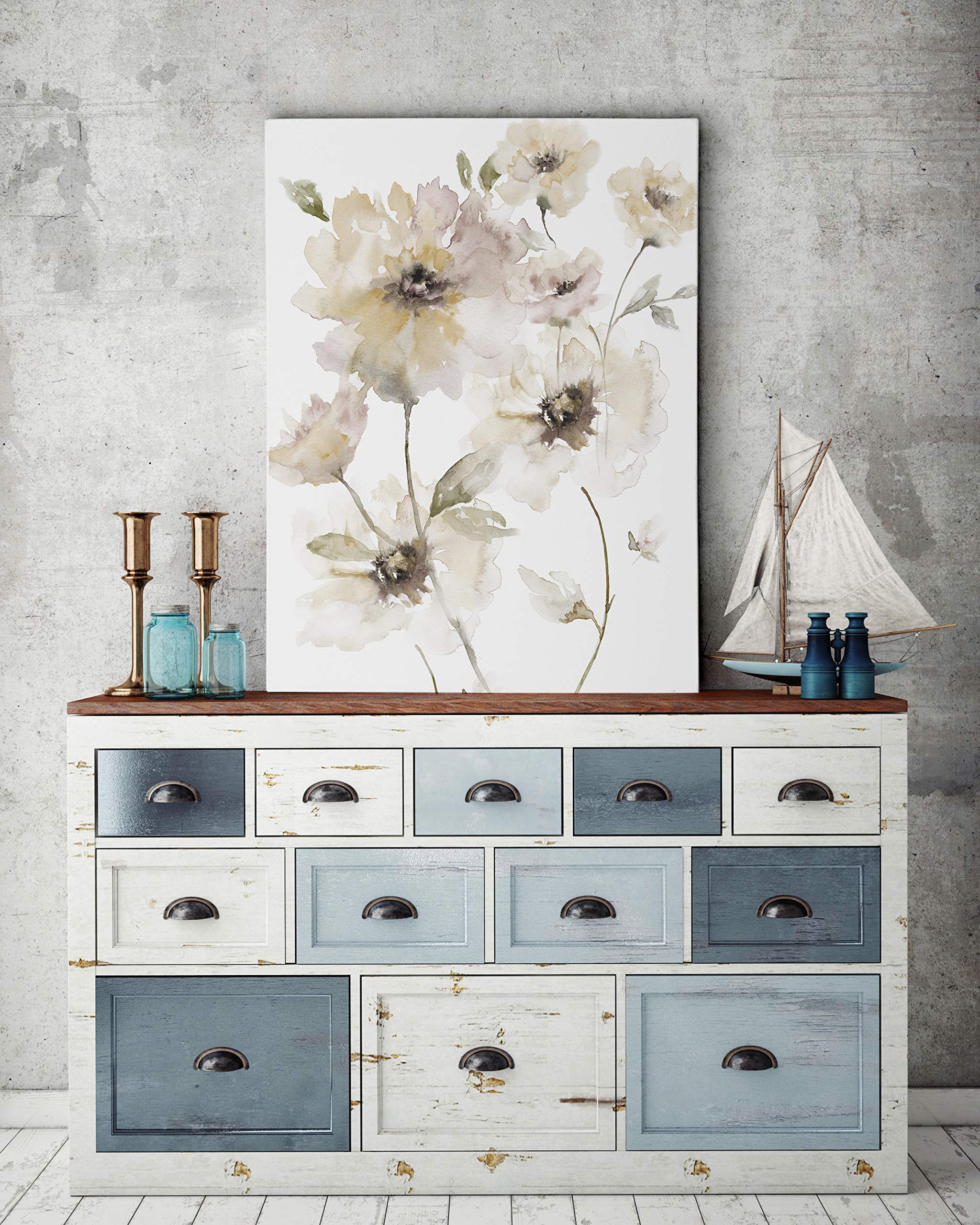 Wexford Home Translucent Garden Gallery Wrapped Canvas Wall Art - 30x40 Inches - Modern Botanical Print for Living Room, Bedroom & Office Decor