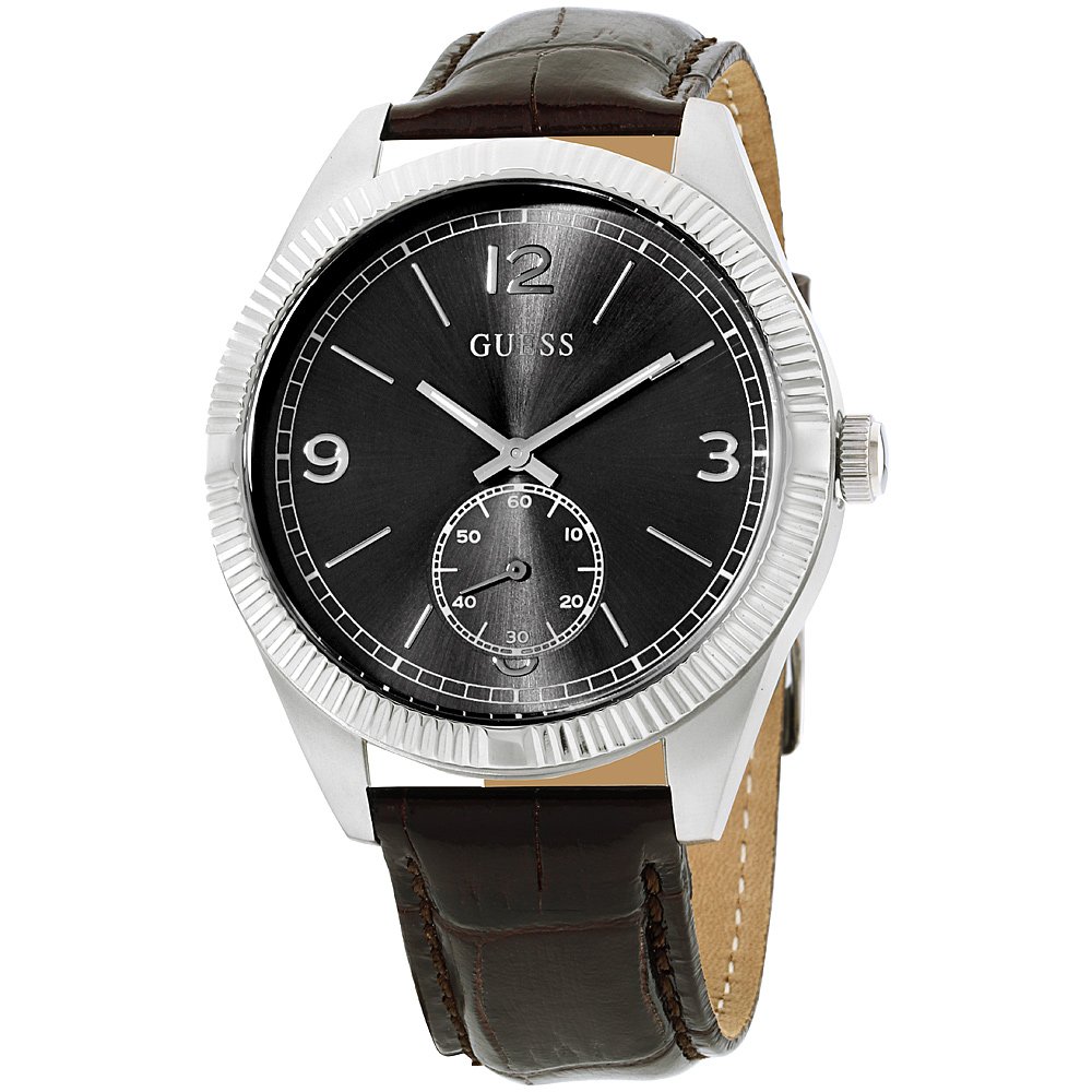 Guess York Black Dial Leather Strap Men's Watch W0873G1 - Stylish Casual & Business Timepiece for Everyday Wear