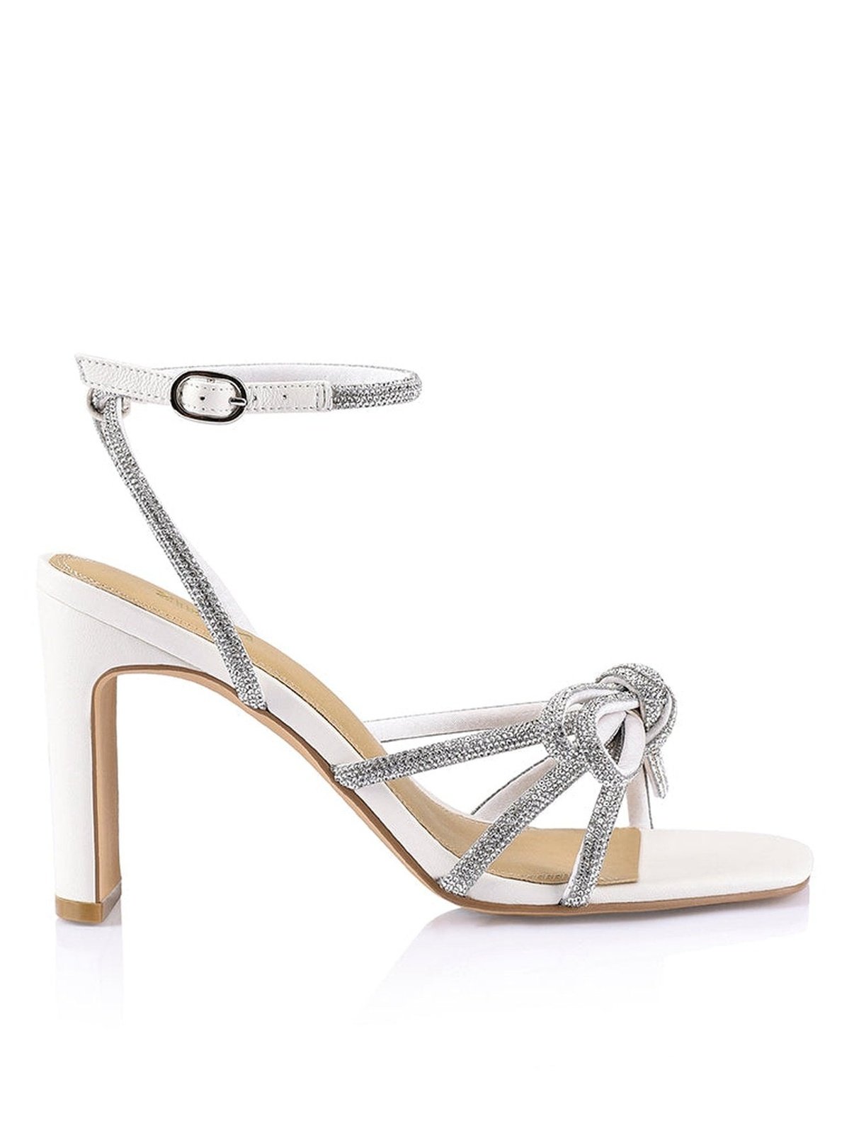 Kammie Women's Heeled Sandals - Premium Chalk Leather Strappy Sandals for Summer, Weddings & Date Nights
