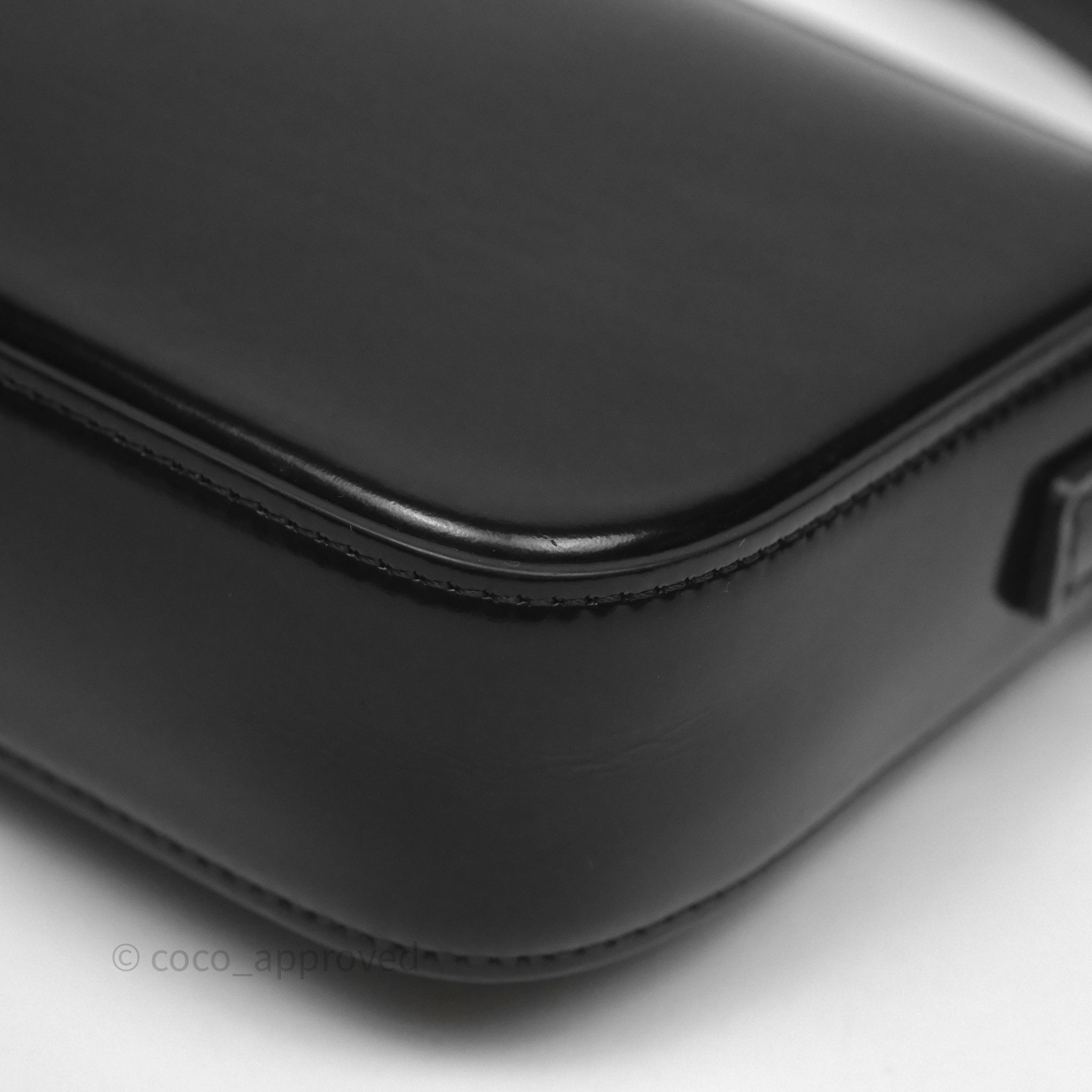 Celine Triomphe Shoulder Bag for Women - Black Shiny Calfskin Leather Crossbody Purse | Perfect for Work, Travel & Evening Events