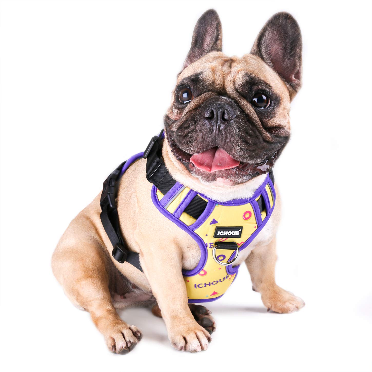 iChoue No-Pull Dog Harness Vest - Soft Padded Adjustable Reflective Pet Harness for Small & Medium Dogs - Multi-Color (Size M) - Perfect for Walking, Training & Nighttime Safety