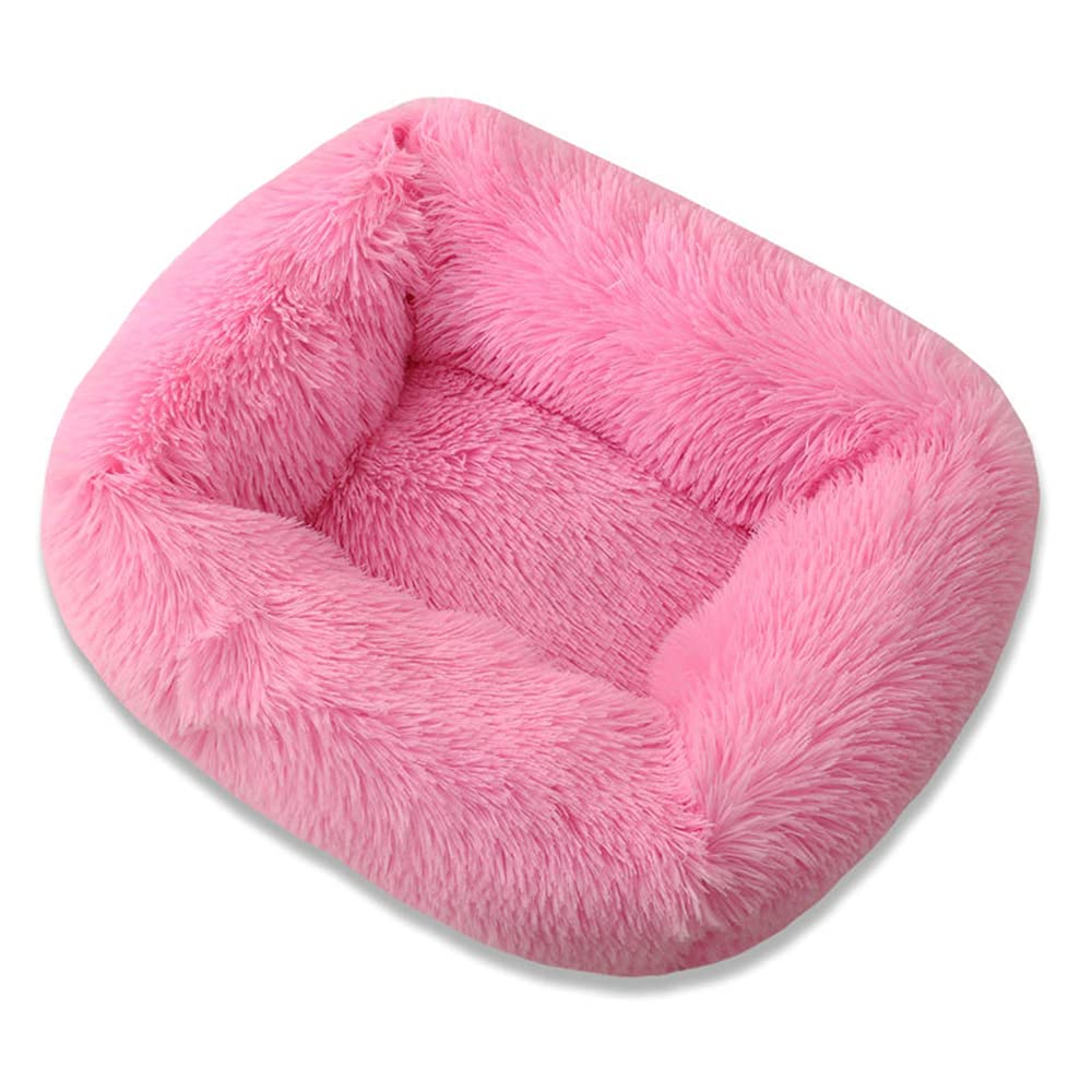 Winter Warm Pet Bed for Dogs & Cats - Plush Square Sleeping Bag with Soft Cushion Mat, Rose Color (55x45x20cm) - Perfect for Cold Weather & Indoor Comfort