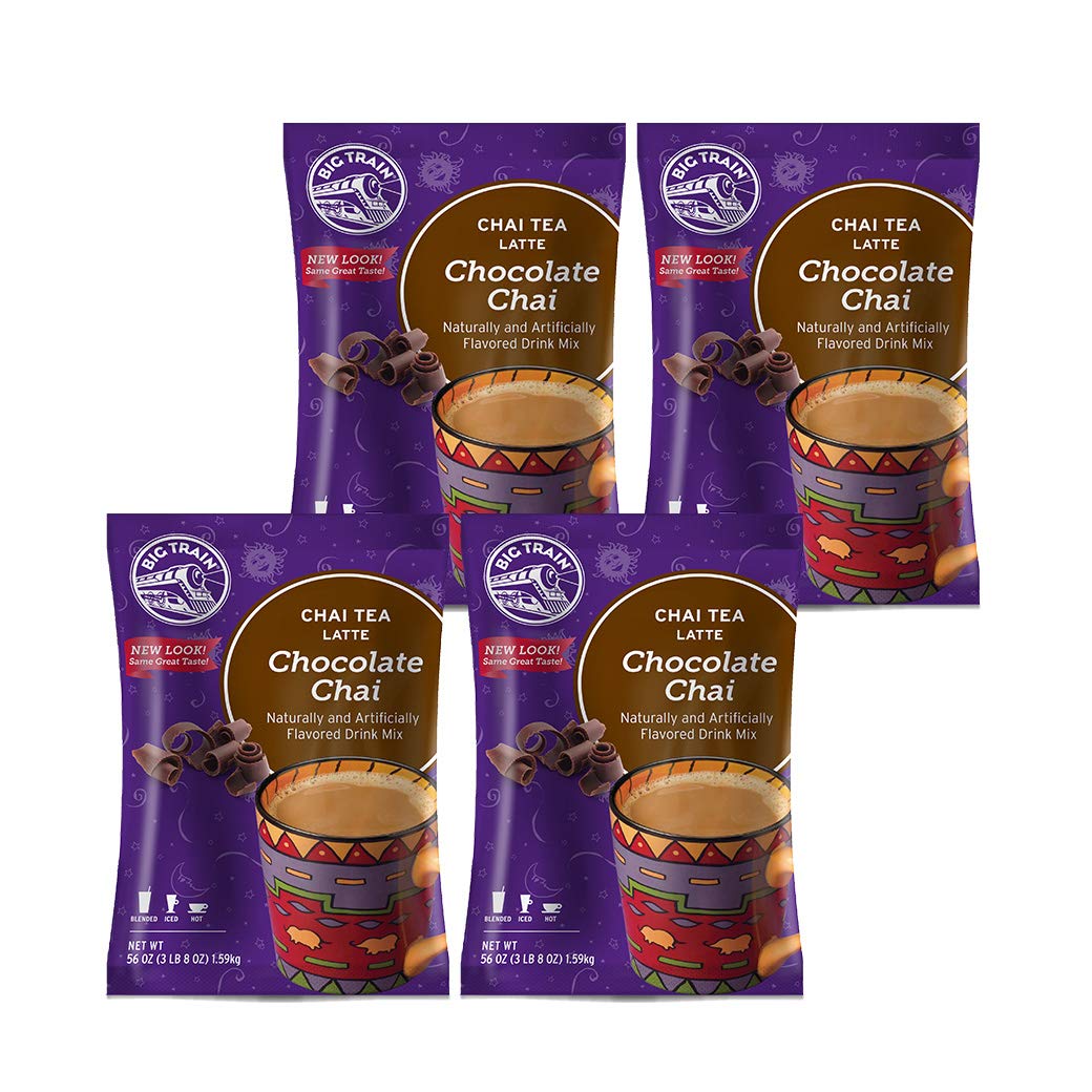 Big Train Chai Tea Latte Mix - 3.5 lb Bulk Bags (Case of 4) - Rich Chocolate Flavor - Perfect for Coffee Shops, Offices & Home Brewing