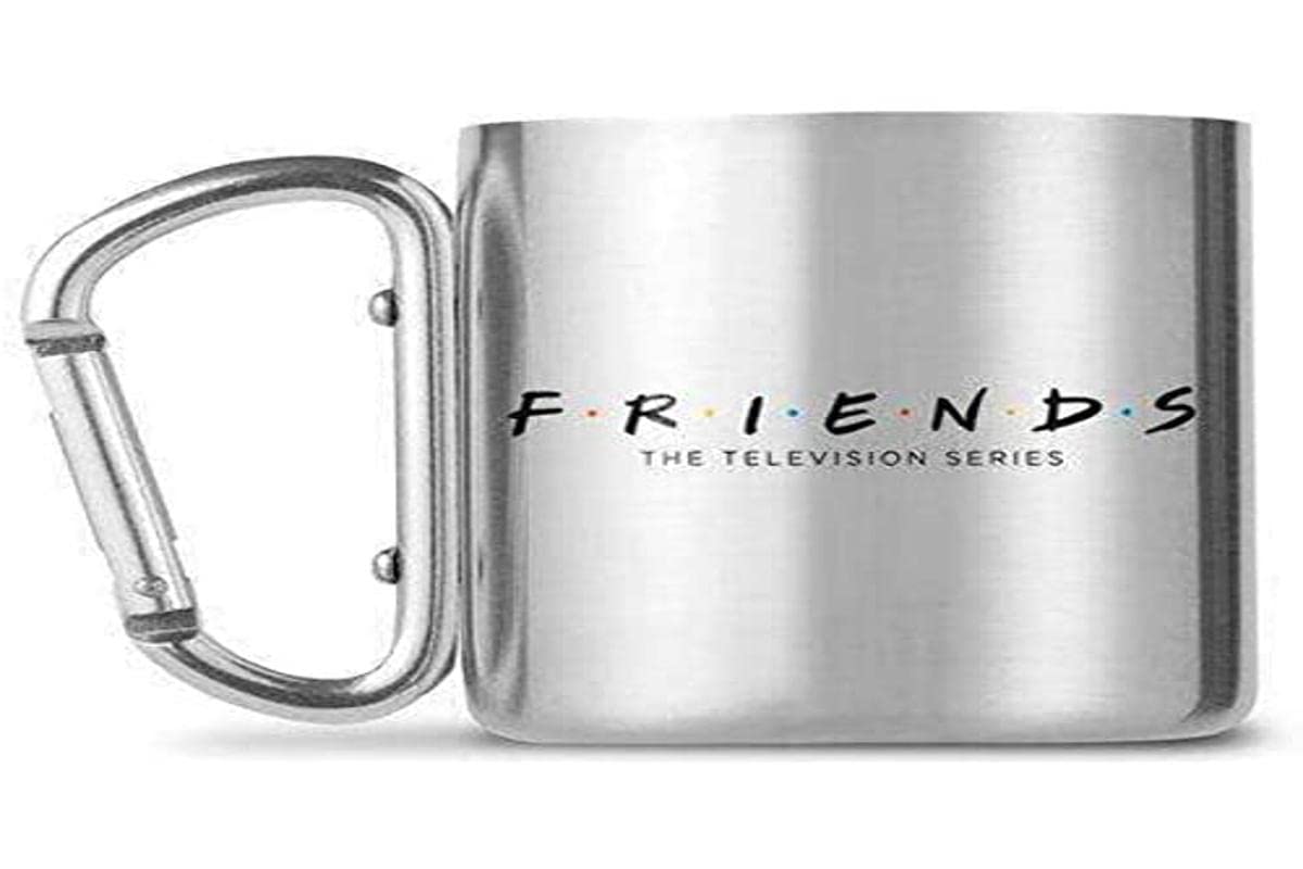 Friends Logo Carabiner Mug - Silver Insulated Travel Coffee Cup with Clip | Perfect for Camping, Hiking & Outdoor Adventures