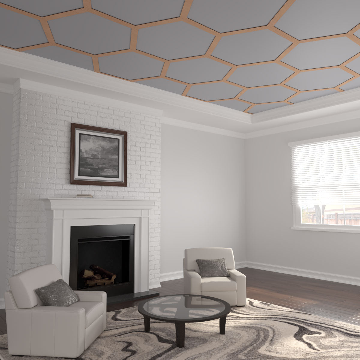 Westmore Decorative Fretwork Wood Ceiling Panels - Handcrafted Wooden Ceiling Tiles for Home & Office Decor - Perfect for Living Rooms, Bedrooms, and Commercial Spaces