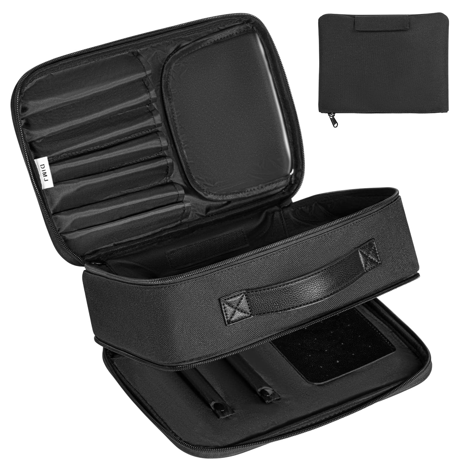 DIMJ Waterproof Makeup & Jewelry Organizer Bag for Women with Multiple Compartments - Travel Cosmetic Case & Jewelry Storage Pouch (Black) - Perfect for Travel, Gym, and Daily Use