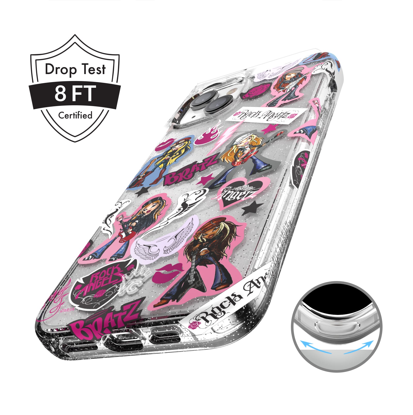 Bratz Rock Angelz Glitter iPhone Case - Trendy Sparkle Phone Cover for iPhone 13/14/15 Pro Max - Perfect for Concerts, Parties & Fashion Lovers