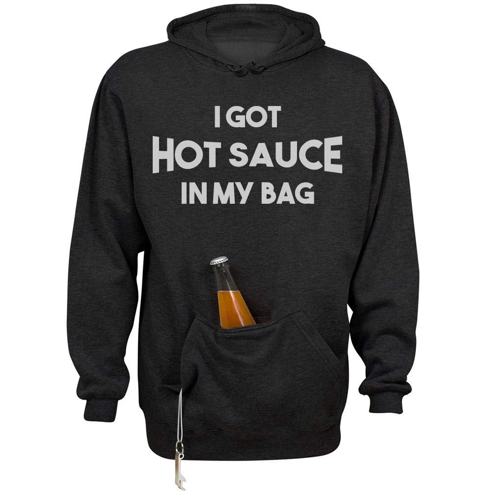 Unisex Hoodie Sweatshirt with Beer Holder & Hot Sauce Pocket - Perfect for Tailgating, Concerts & Outdoor Events