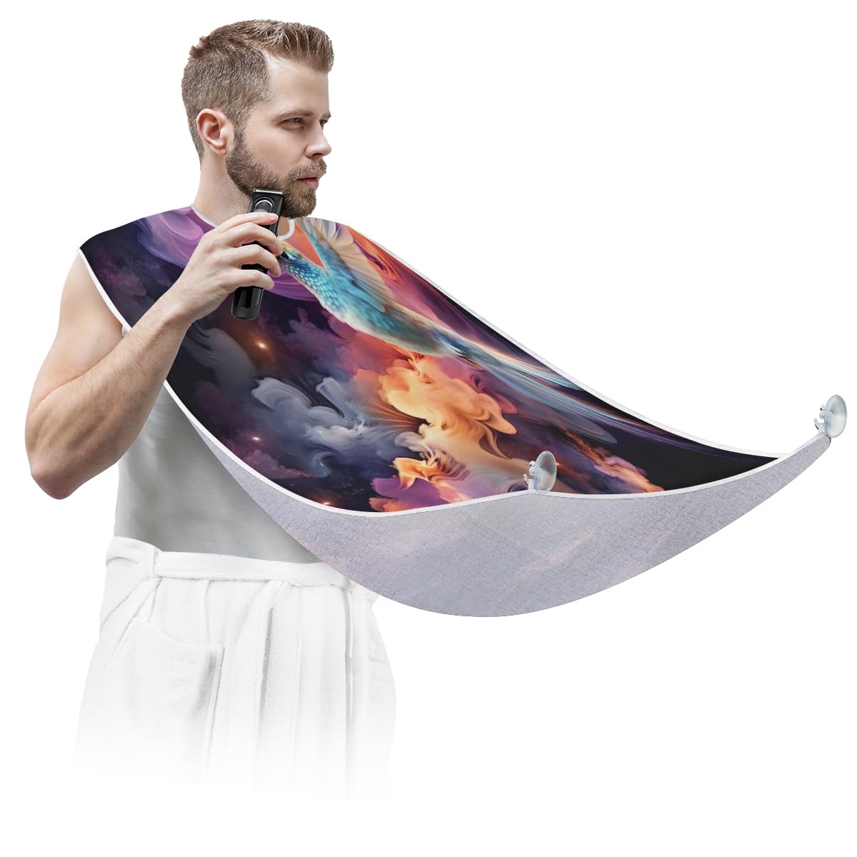 Hummingbird Pattern Barber Bib for Men & Women - Waterproof Shaving & Hair Dye Apron - Beard Trimming & Makeup Cape - Sink Hair Catcher - Perfect for Salon, Home Grooming & Professional Styling